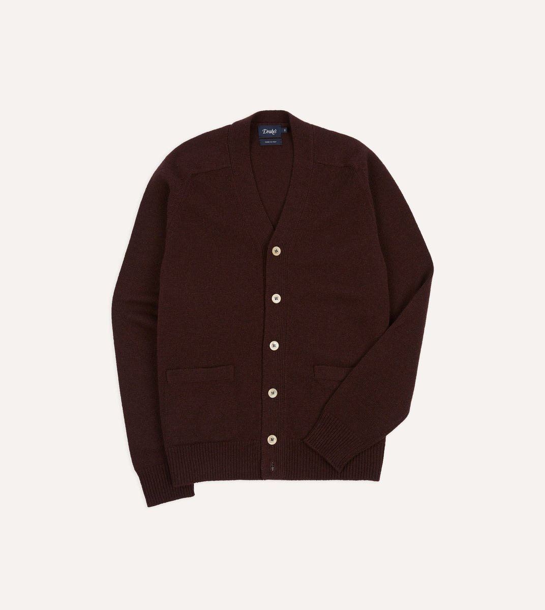 Dark Brown Lambswool 6 Button Cardigan – Drakes