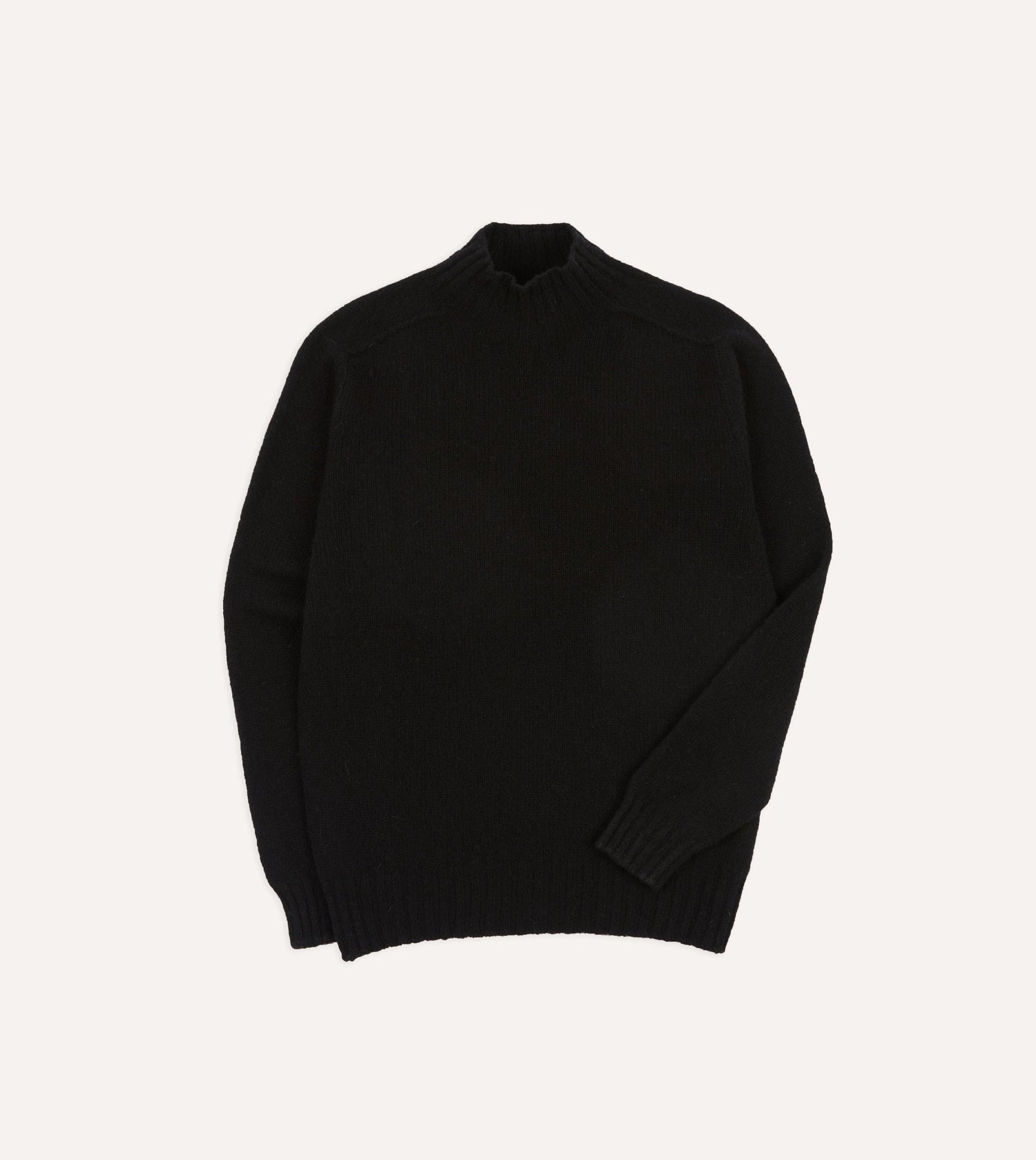 Black Brushed Shetland Mock Neck Jumper