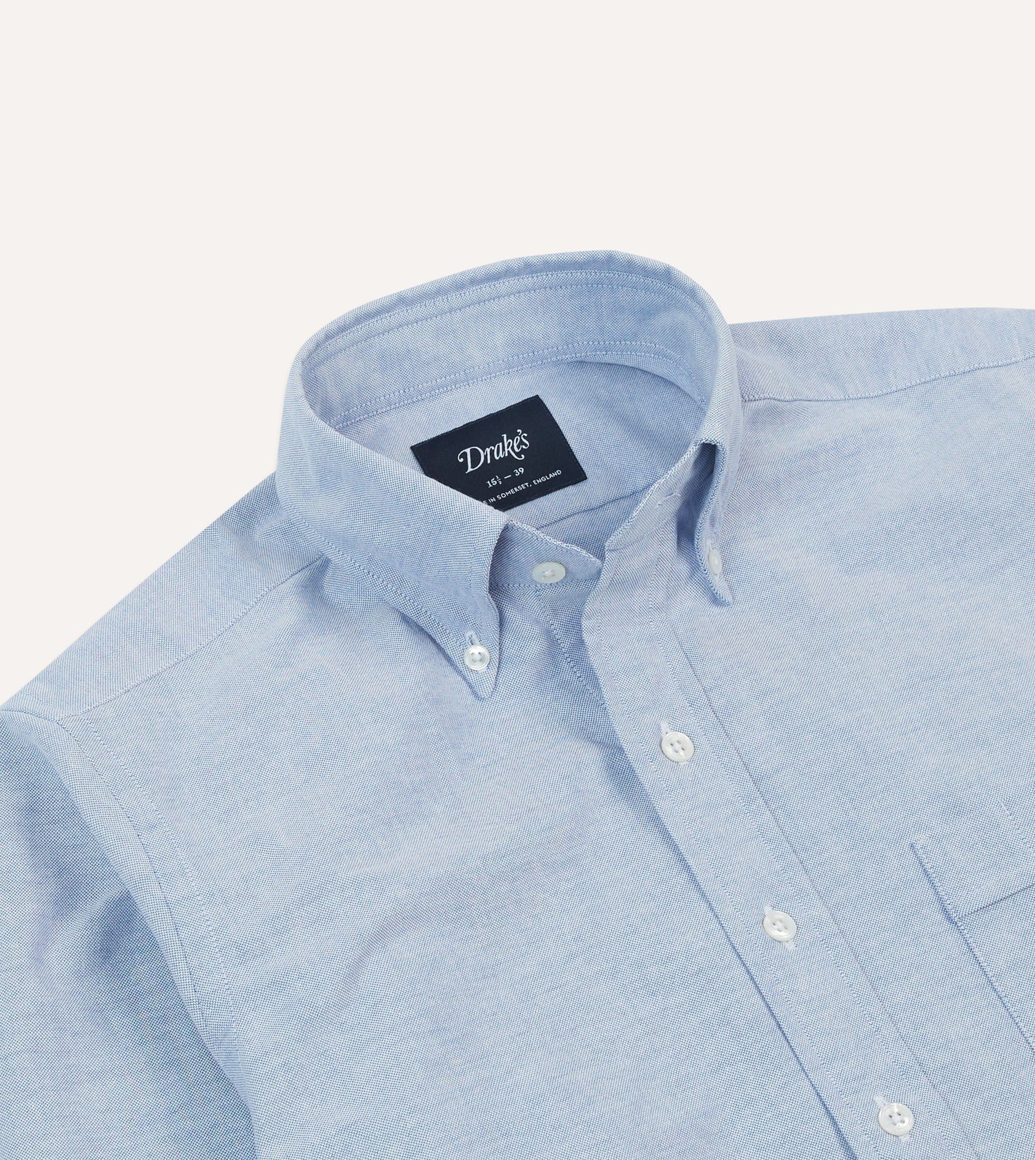 Mid-Blue Cotton Oxford Cloth Button-Down Shirt