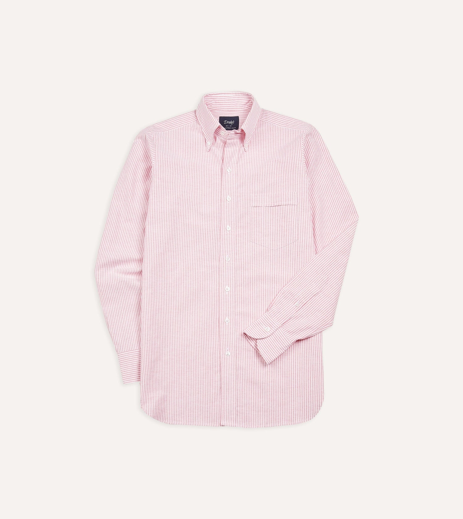 Pink Ticking Stripe Cotton Oxford Cloth Button-Down Shirt