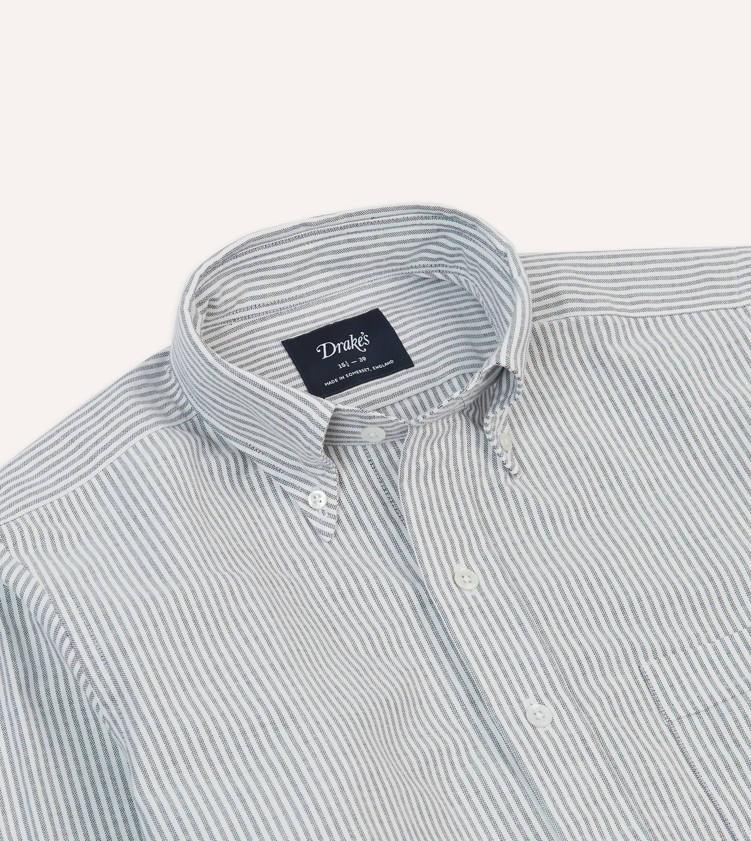 Black Ticking Stripe Cotton Oxford Cloth Button-Down Shirt