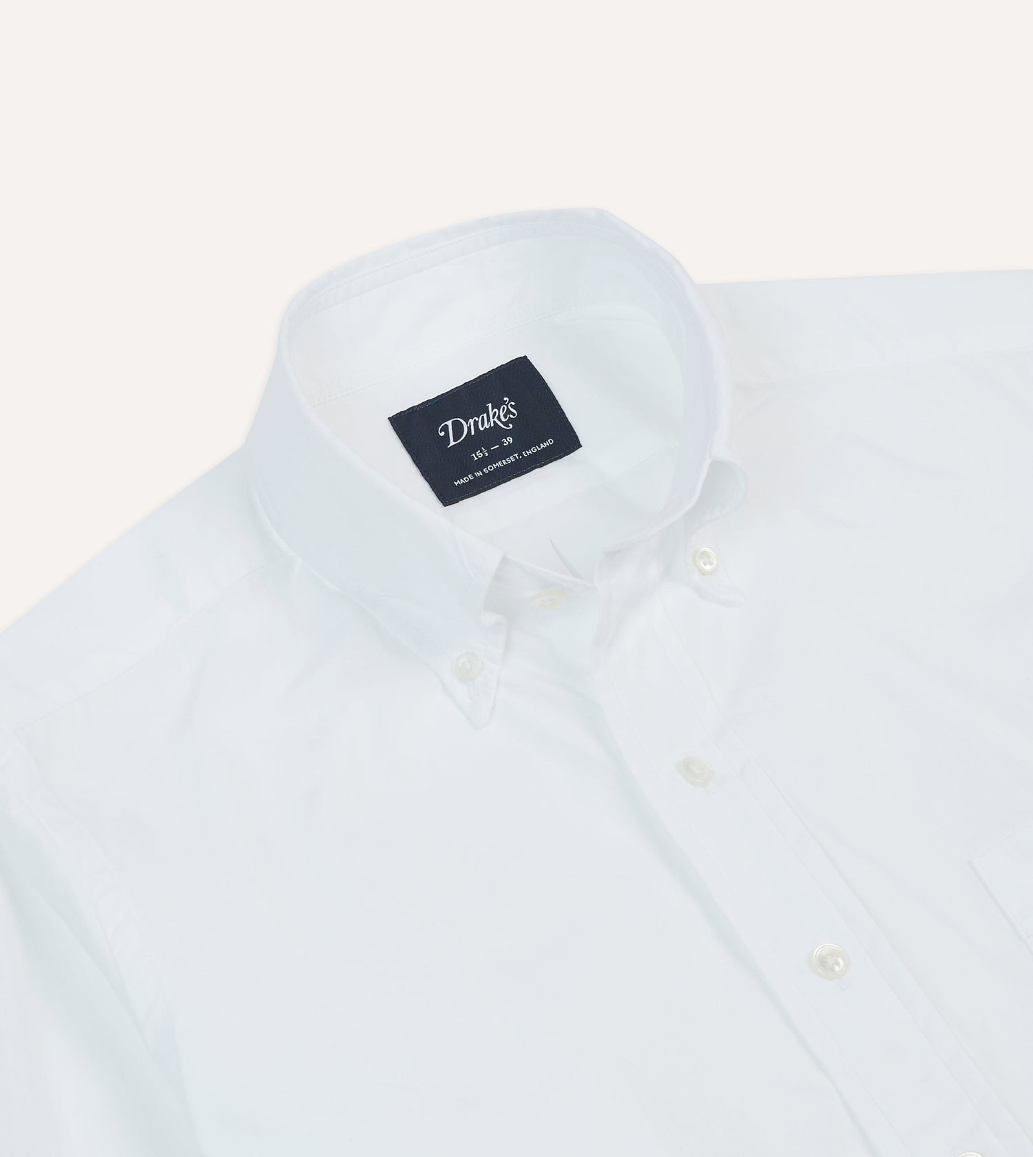 White Cotton Pocket Poplin Button-Down Shirt