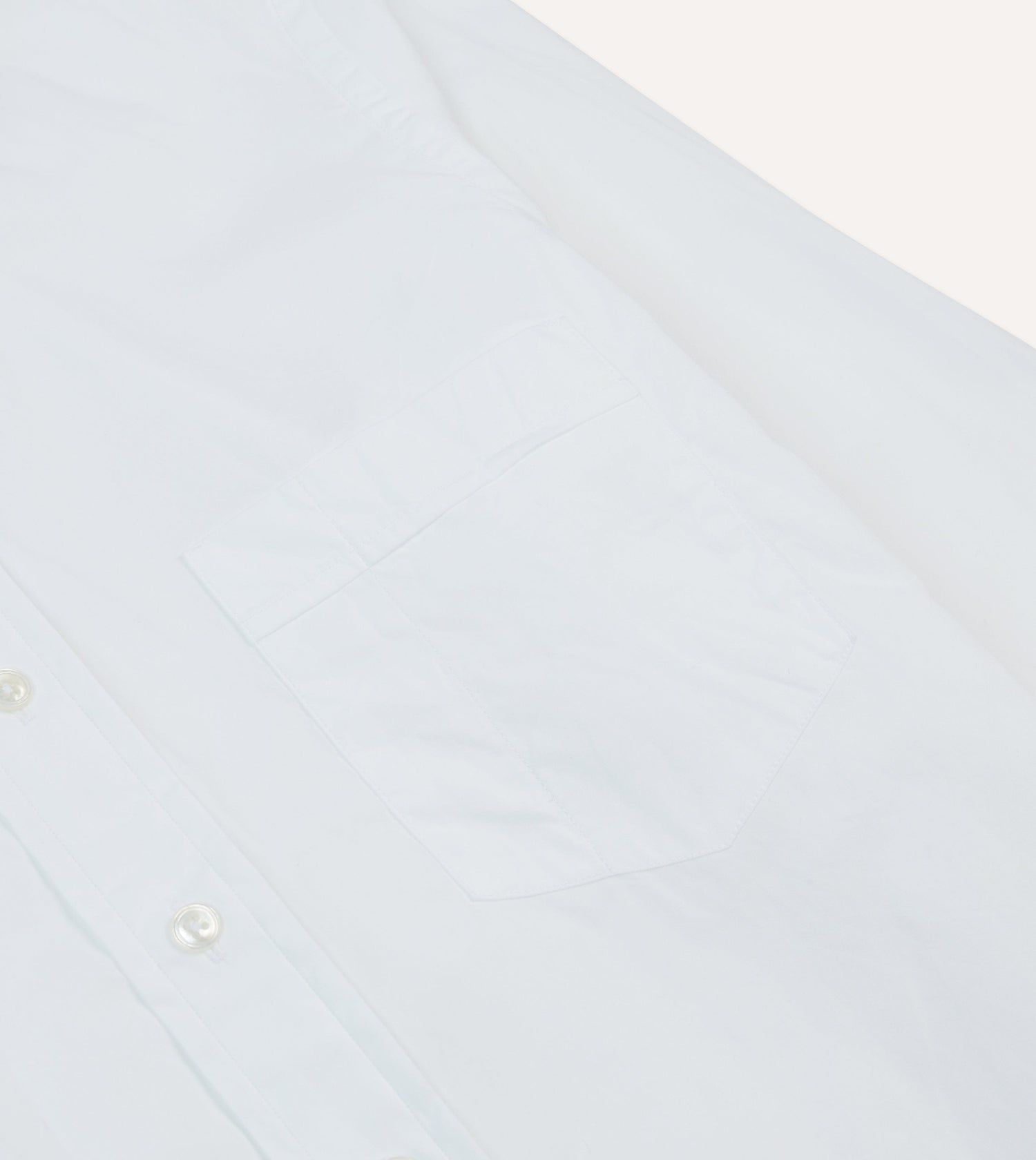 White Cotton Pocket Poplin Button-Down Shirt