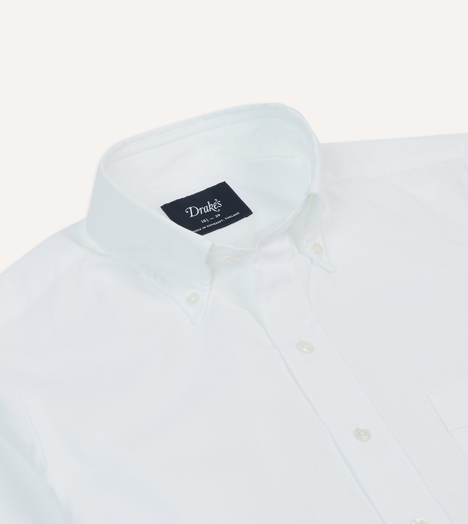 White Pinpoint Oxford Cotton Cloth Button-Down Shirt