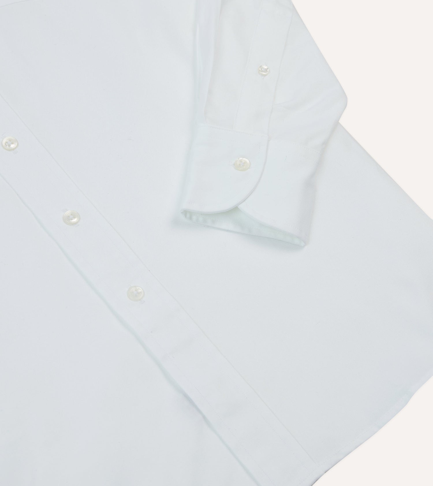 White Pinpoint Oxford Cotton Cloth Button-Down Shirt