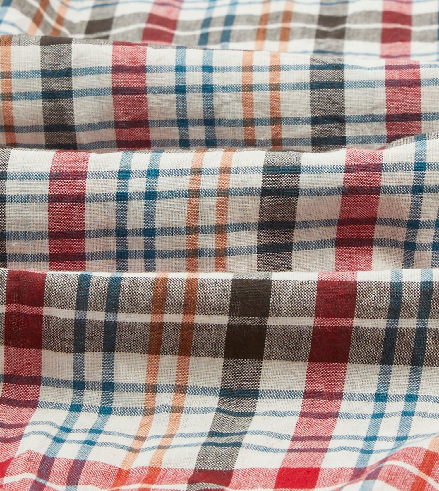 Red and Black Madras Check Cotton Button-Down Shirt