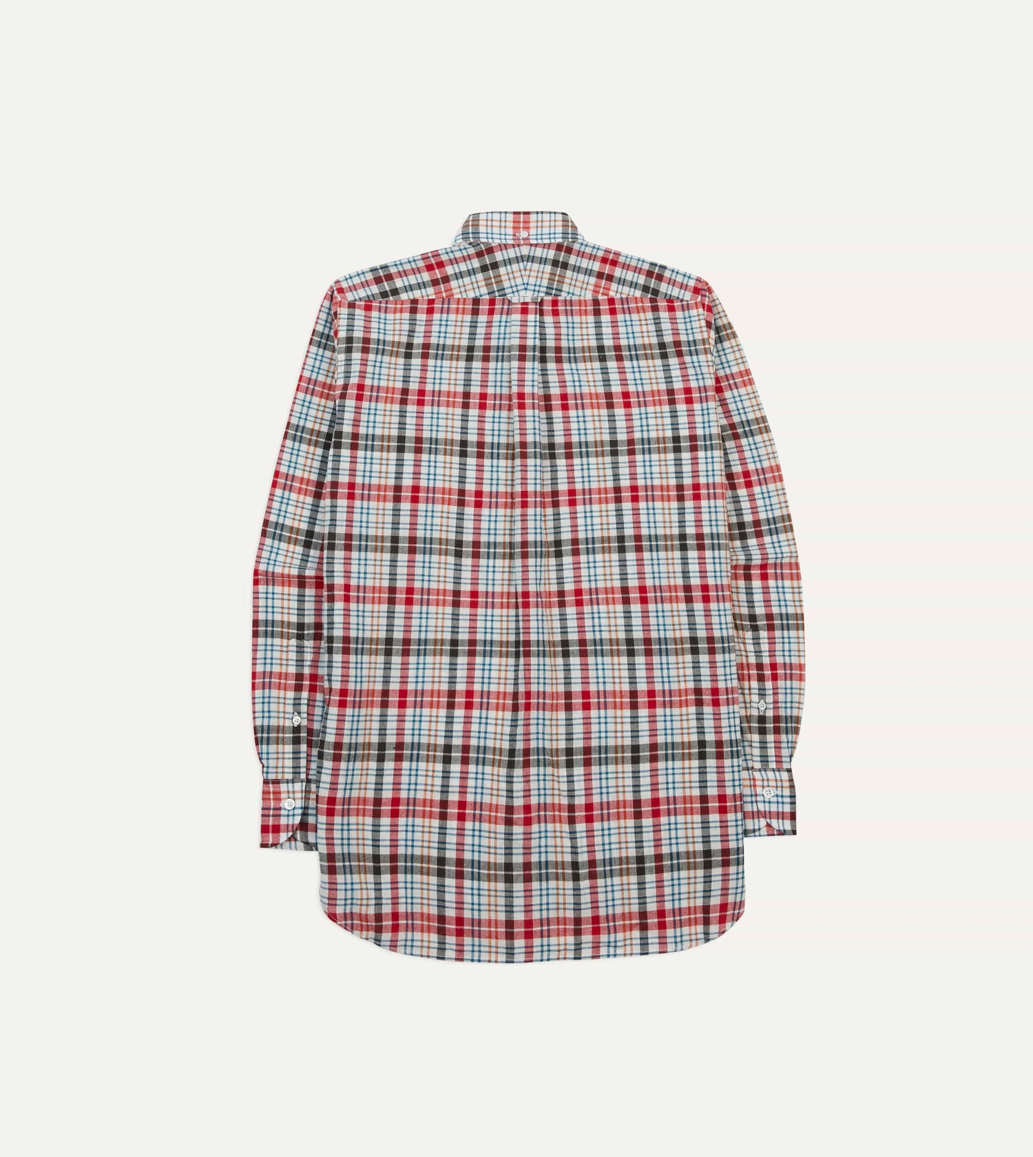 Red and Black Madras Check Cotton Button-Down Shirt