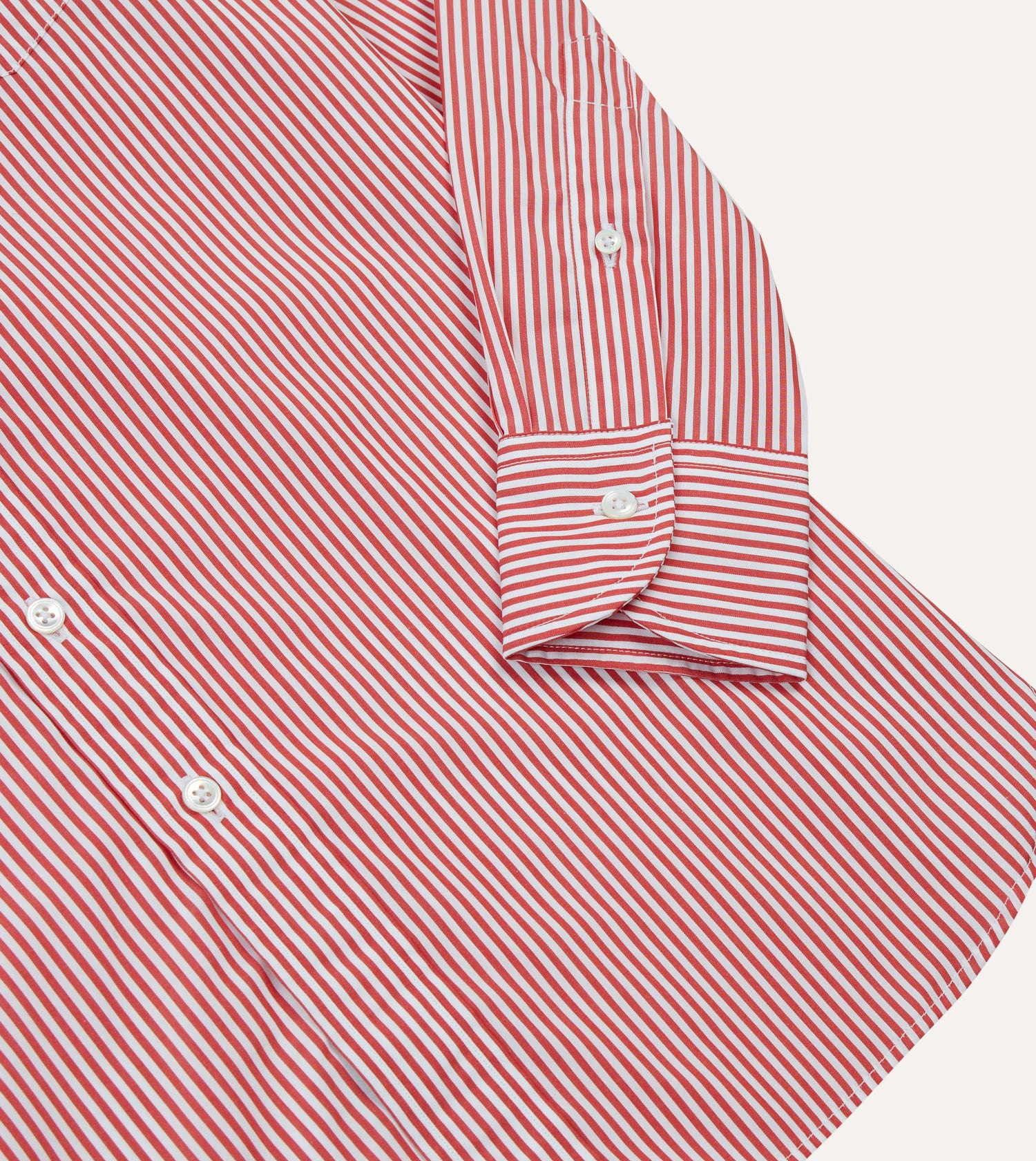 Red Narrow Stripe Cotton Poplin Button-Down Shirt