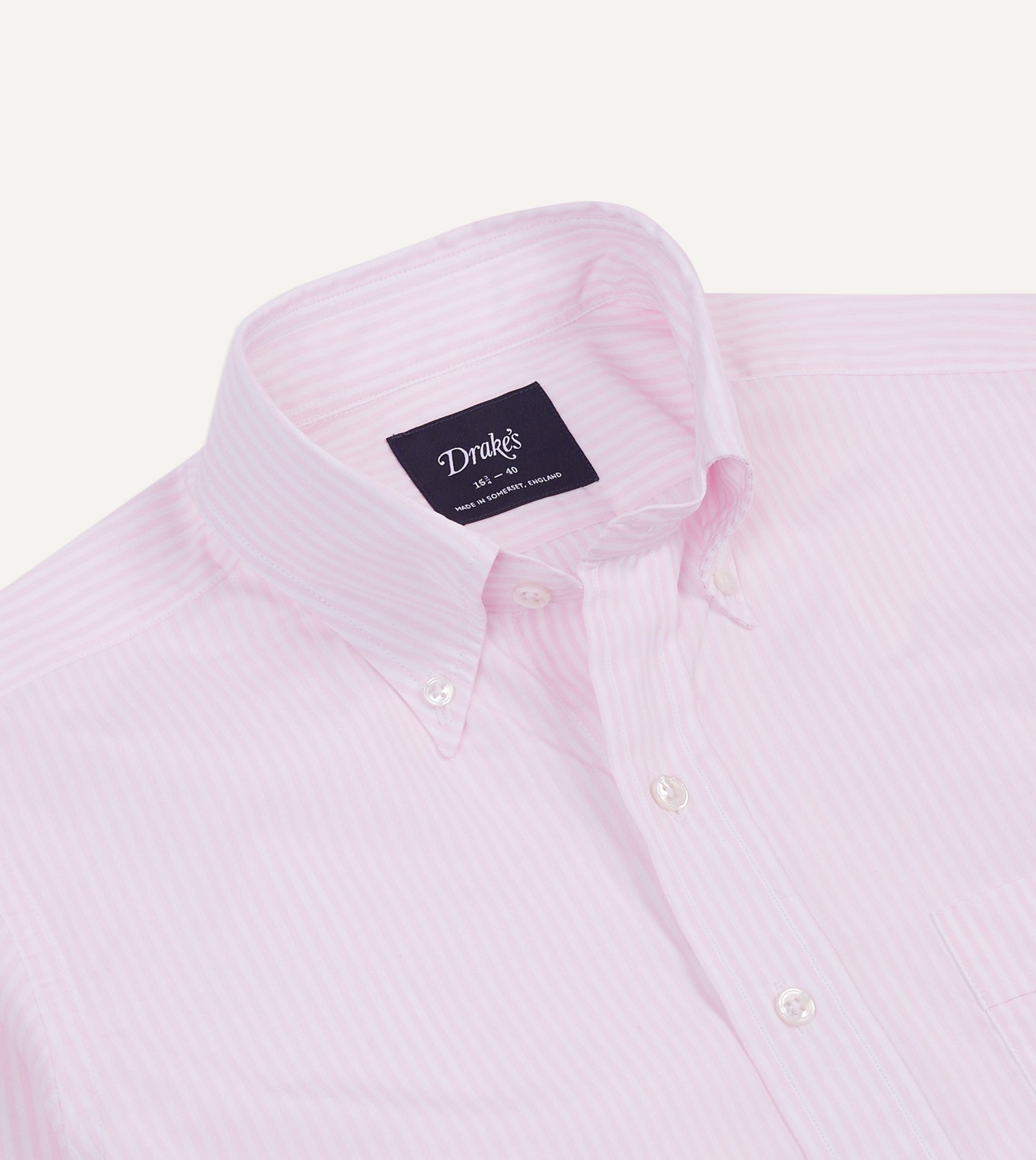 Pink Narrow Stripe Cotton Poplin Button-Down Shirt