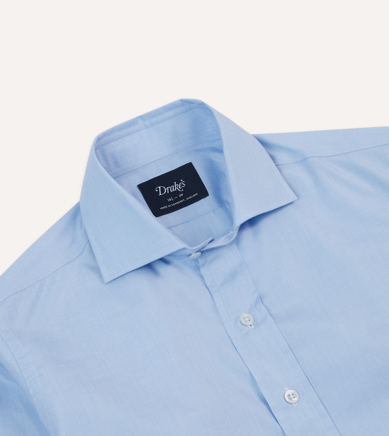 Sky Blue Cotton Spread Collar End-on-End Poplin Shirt