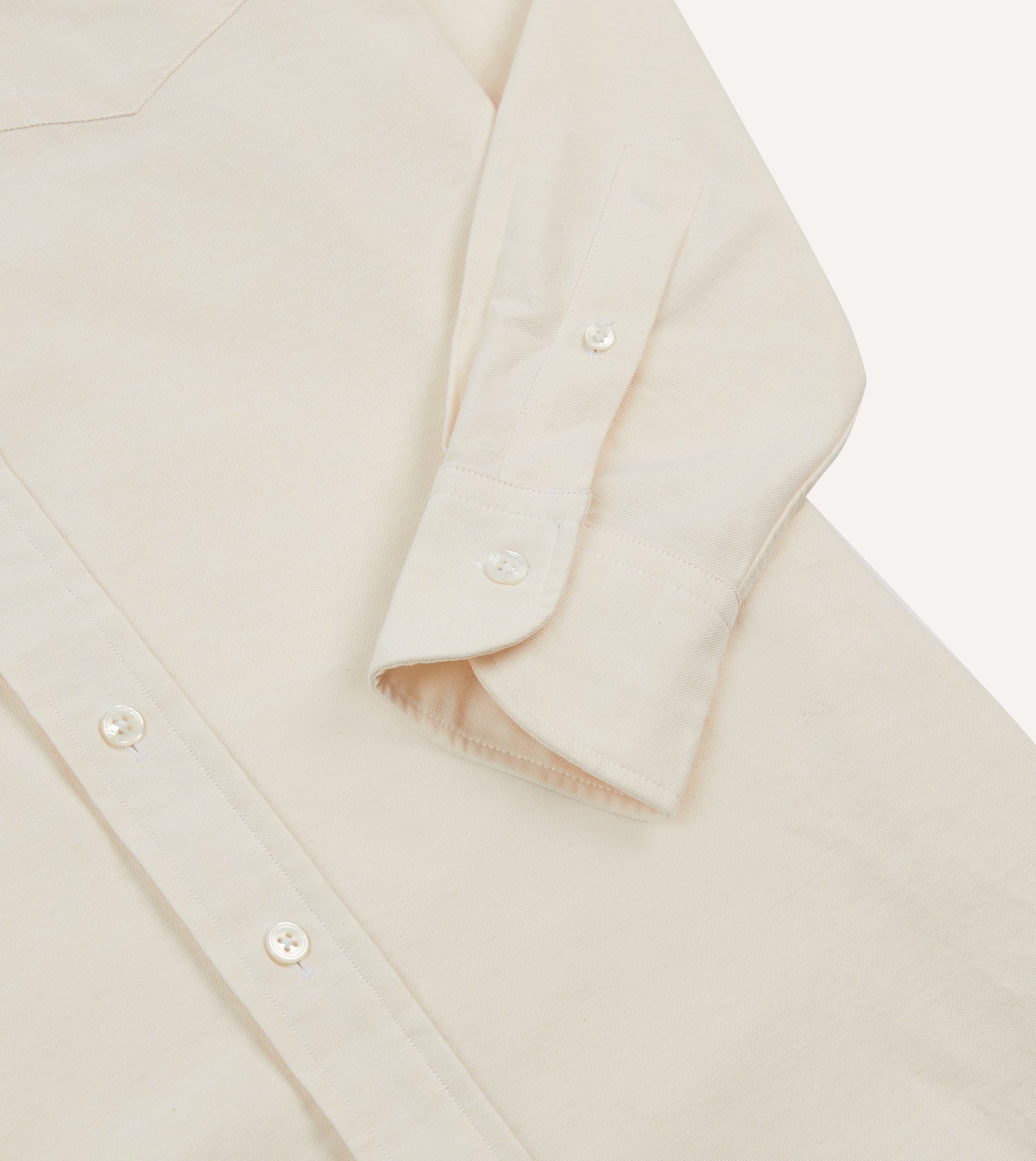 Cream Cotton Oxford Cloth Long Point Collar Shirt