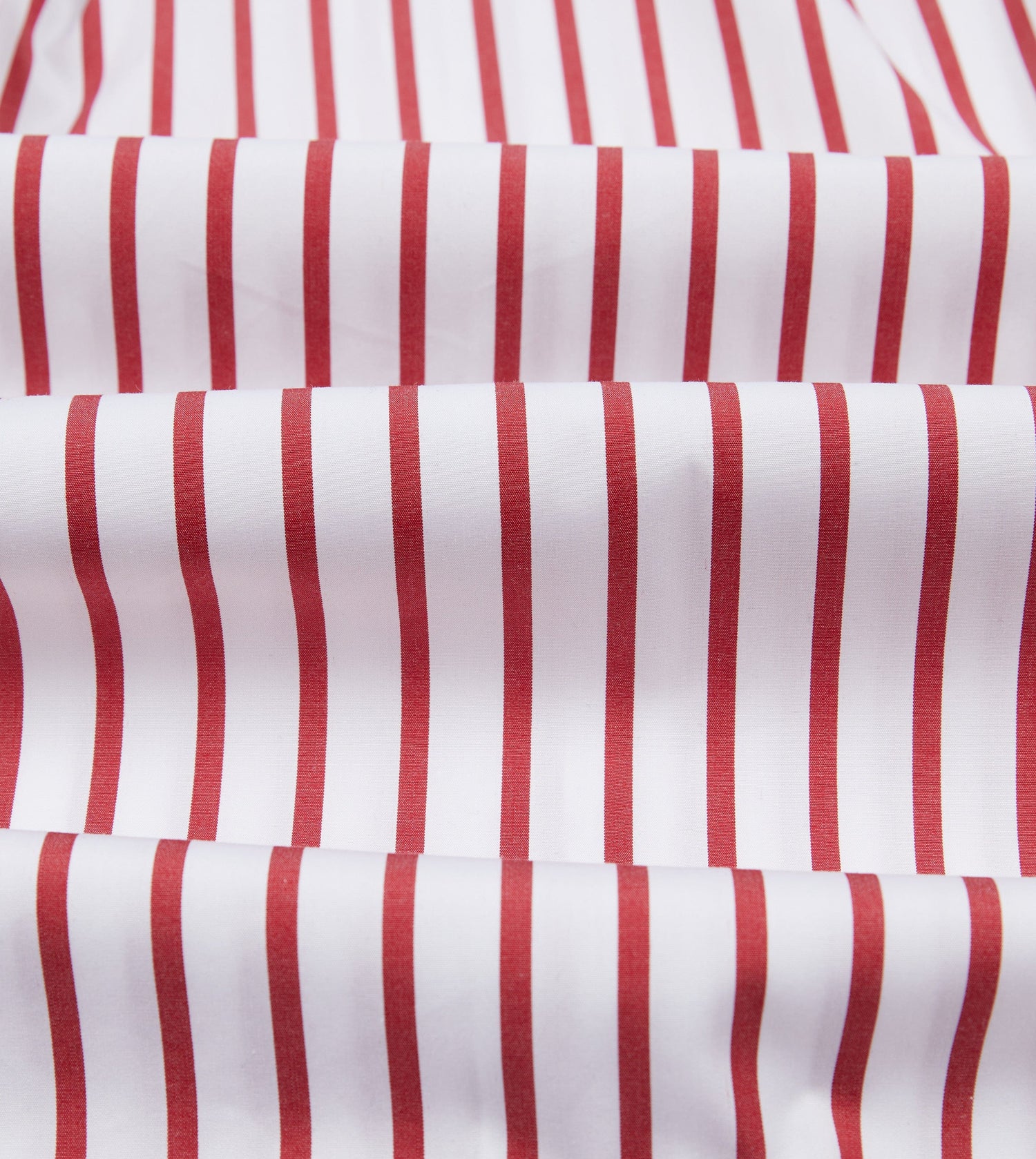 Red and White Stripe Cotton Poplin Long Point Collar Shirt