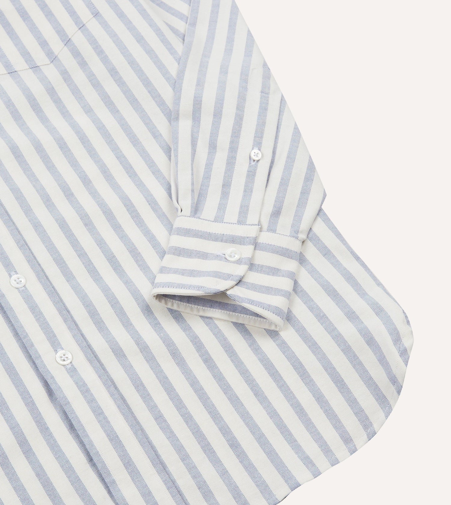 Blue and White Cotton Oxford Cloth Long Point Collar Shirt