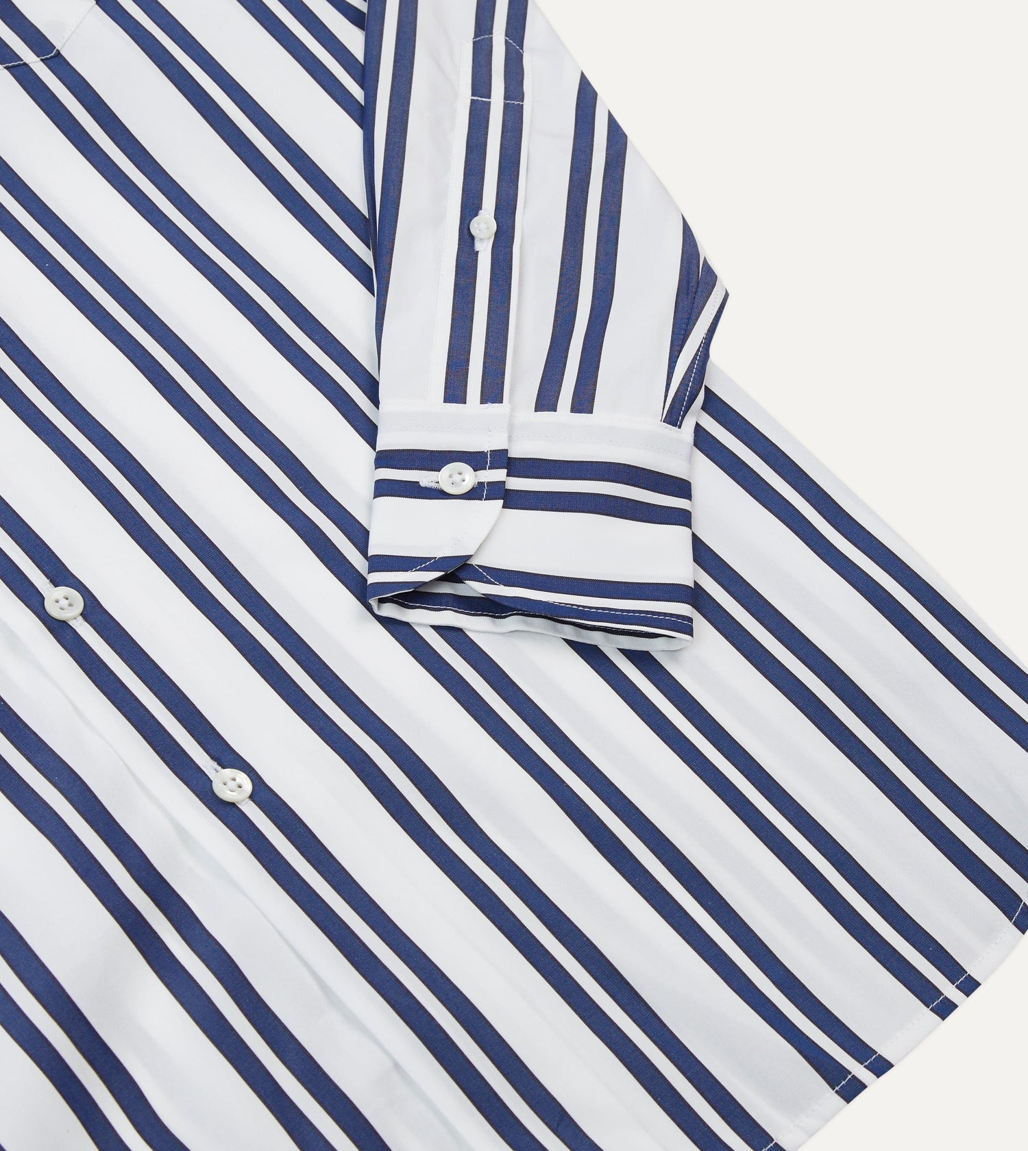 Drake's by A. Levine Navy and White Stripe Cotton Poplin Long Point Collar Shirt