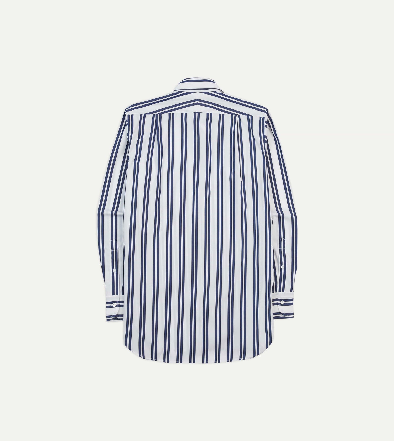 Drake's by A. Levine Navy and White Stripe Cotton Poplin Long Point Collar Shirt