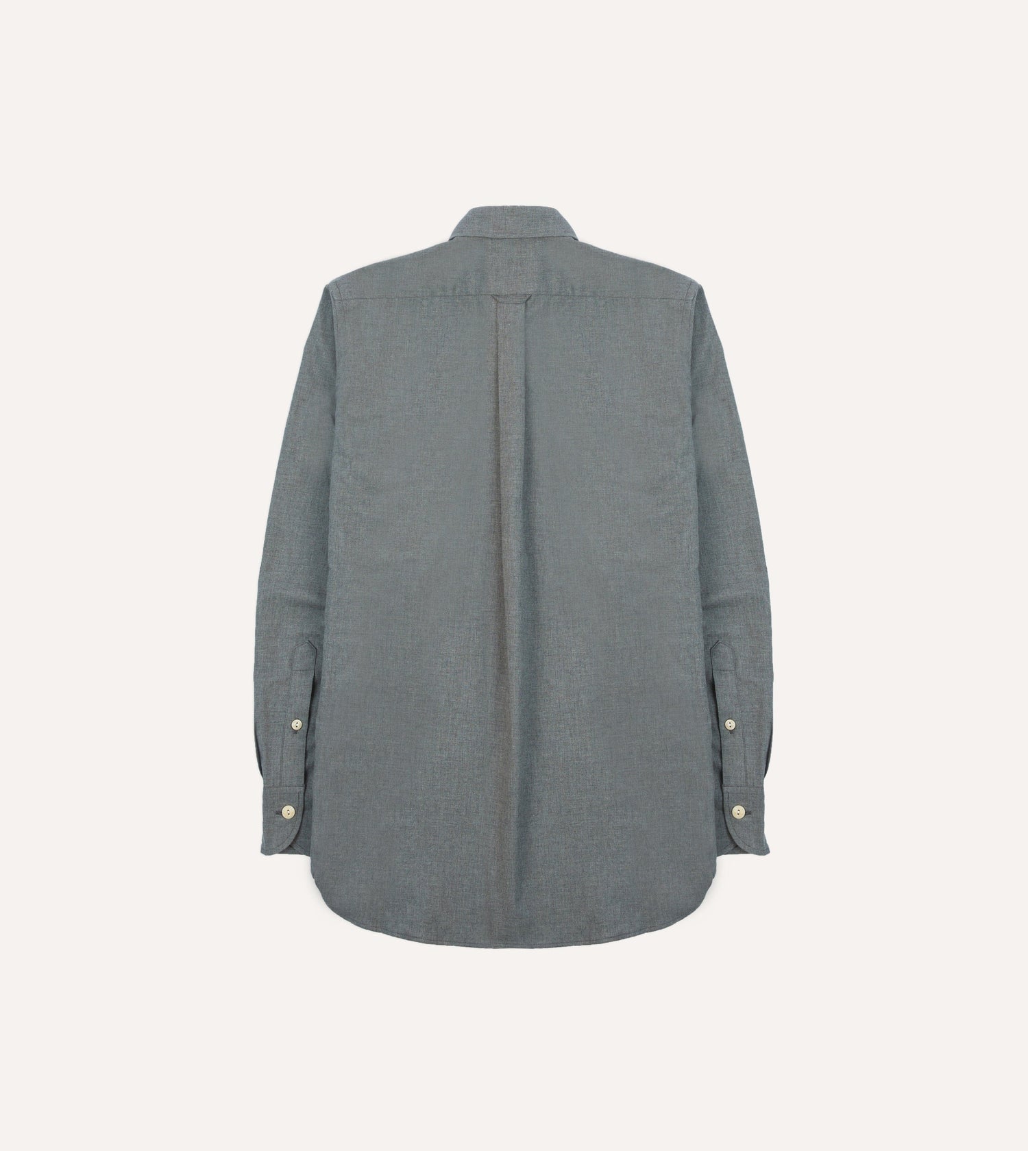 Grey Cotton Flannel Two-Pocket Work Shirt