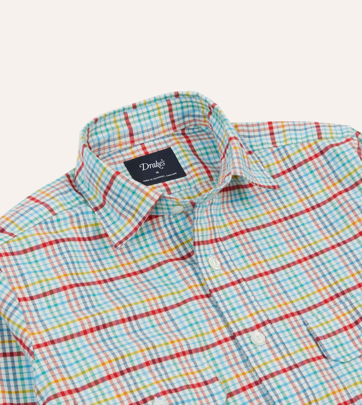 Blue Brushed Tablecloth Check Cotton Two-Pocket Work Shirt