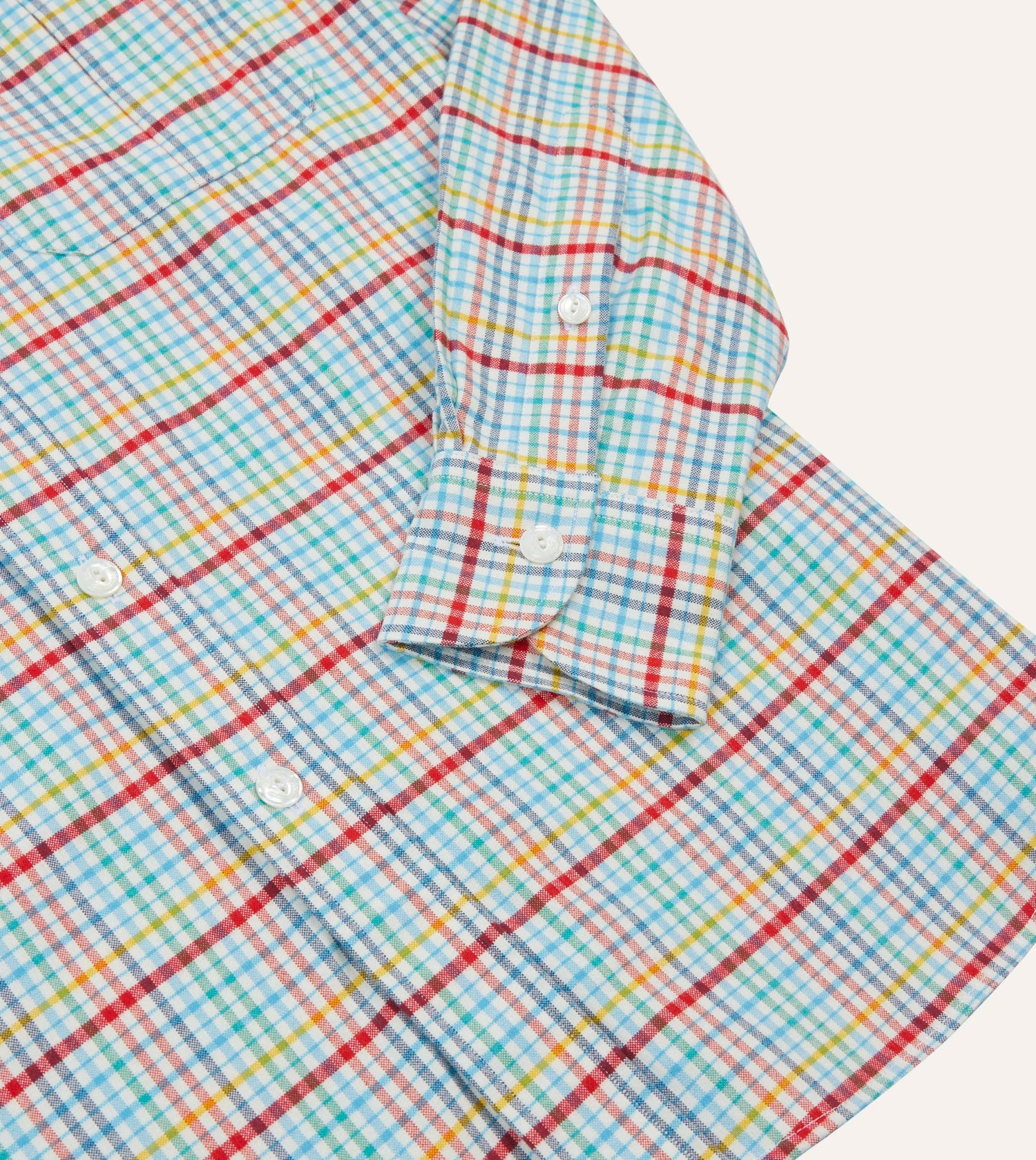 Blue Brushed Tablecloth Check Cotton Two-Pocket Work Shirt