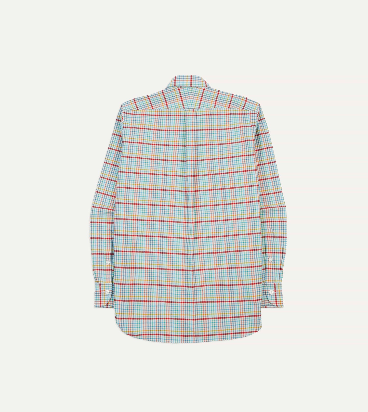 Blue Brushed Tablecloth Check Cotton Two-Pocket Work Shirt