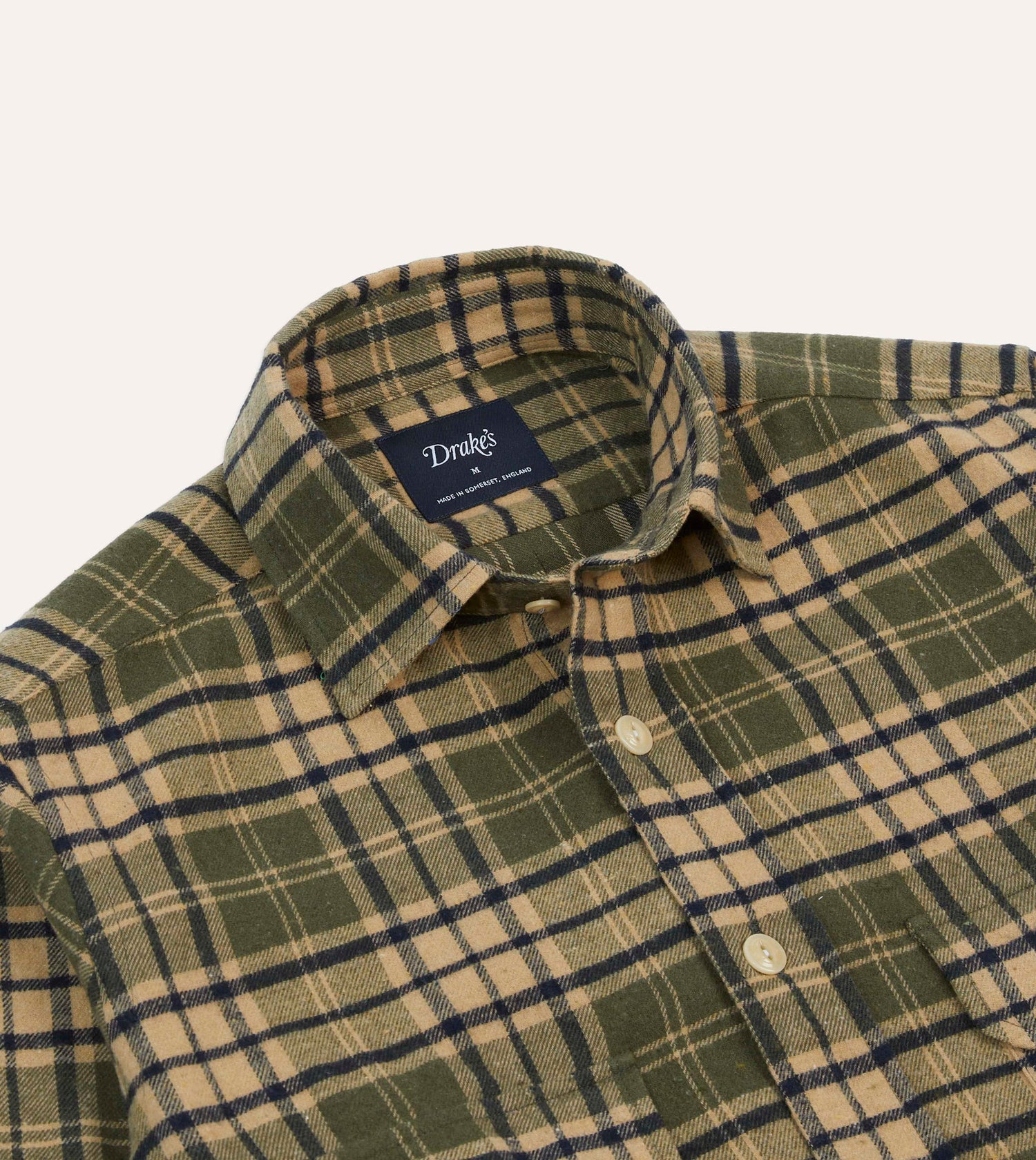 Green Check Brushed Cotton Two-Pocket Work Shirt