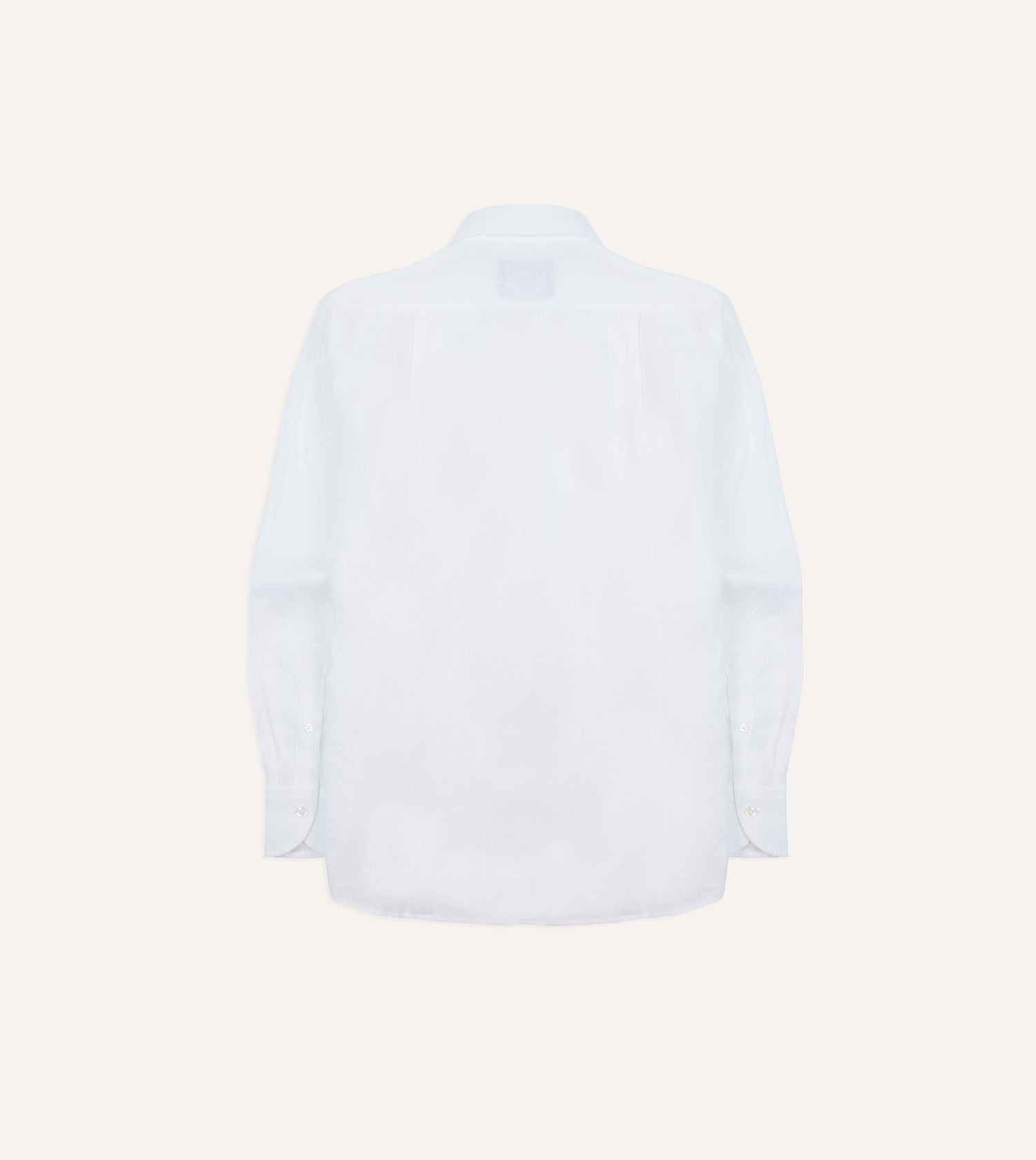 White Linen Spread Collar Shirt