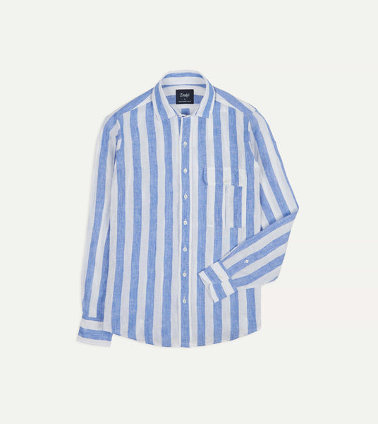Blue White Striped Linen Shirt
