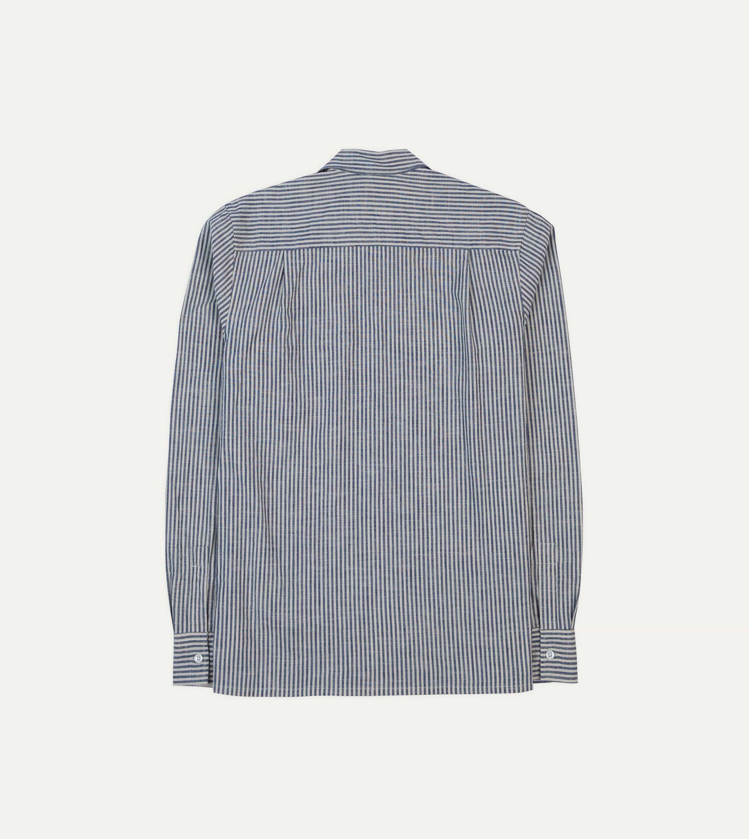 St. JOHN by Drake's Indigo Stripe Linen Camp Collar Long Sleeve Shirt