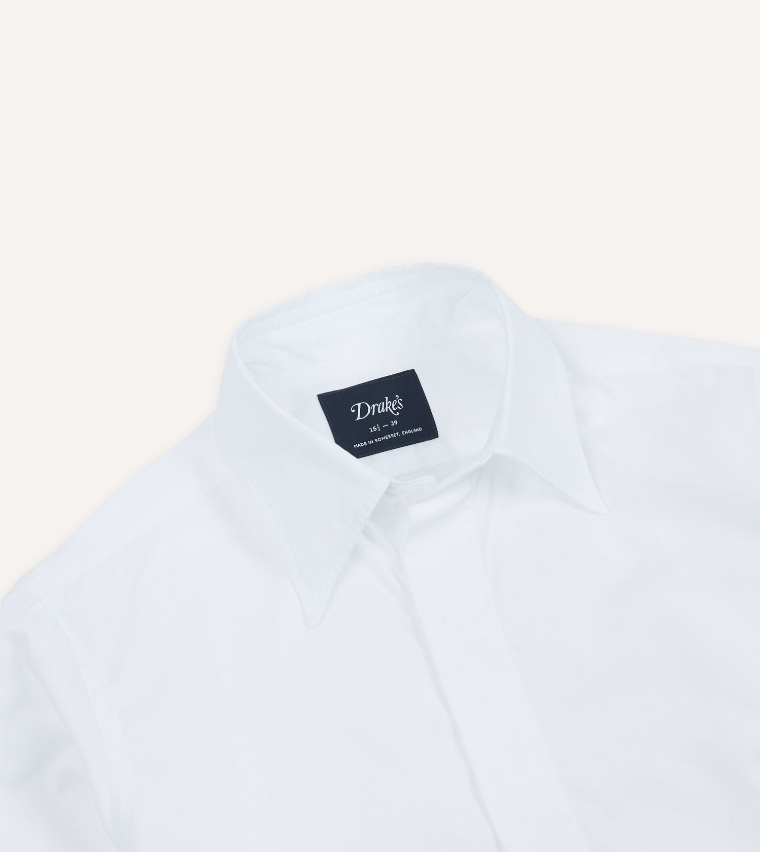 White Cotton Long Point Collar Dinner Shirt