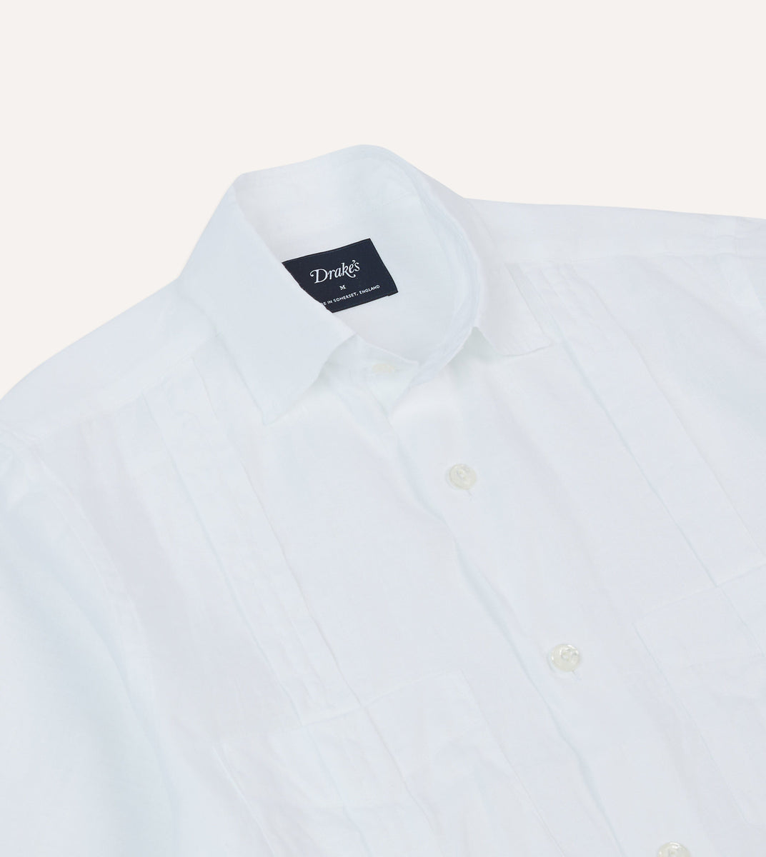 White Linen Short Sleeve Cuban Shirt – Drakes