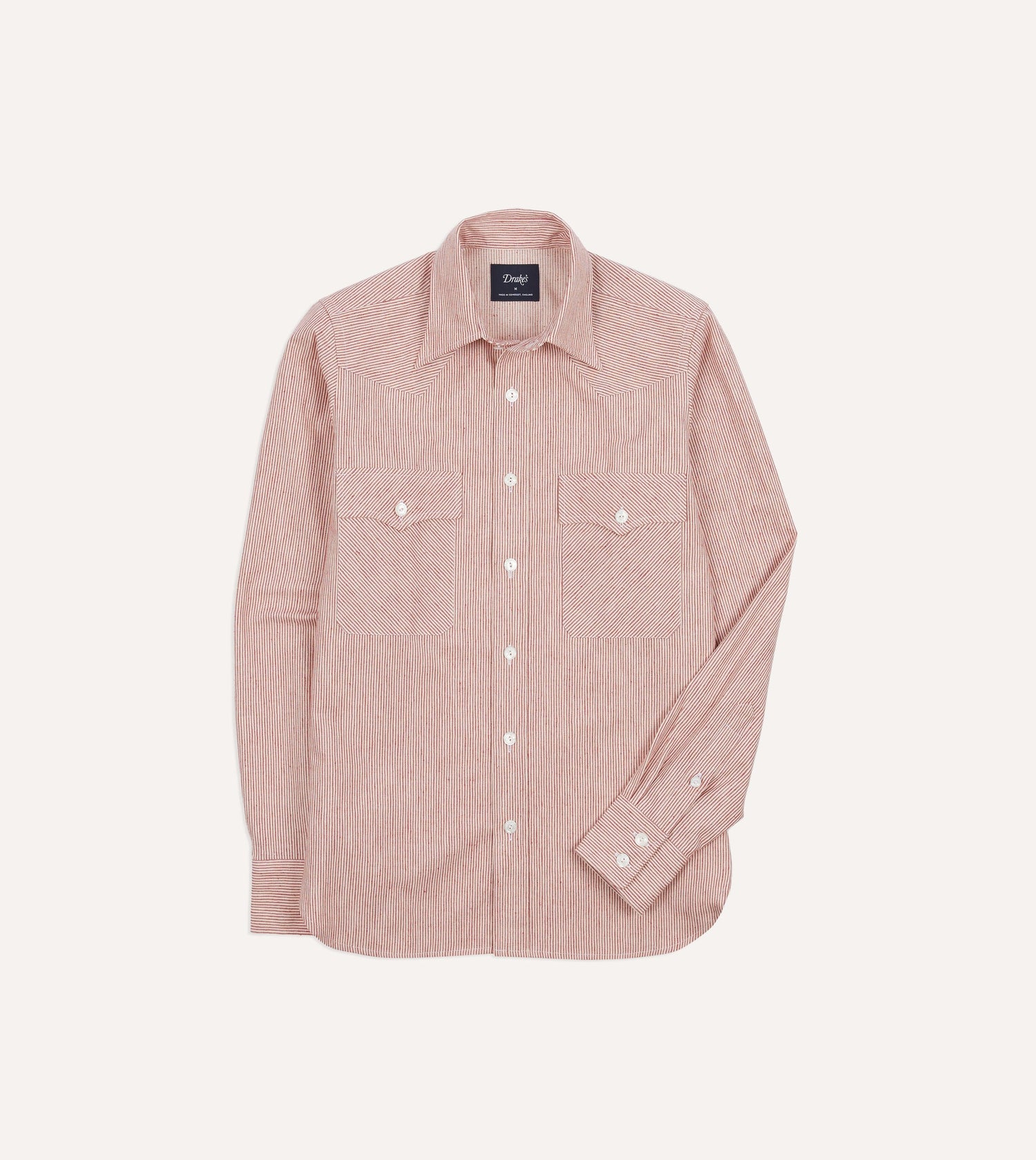 Red Brushed Cotton Two-Pocket Western Shirt