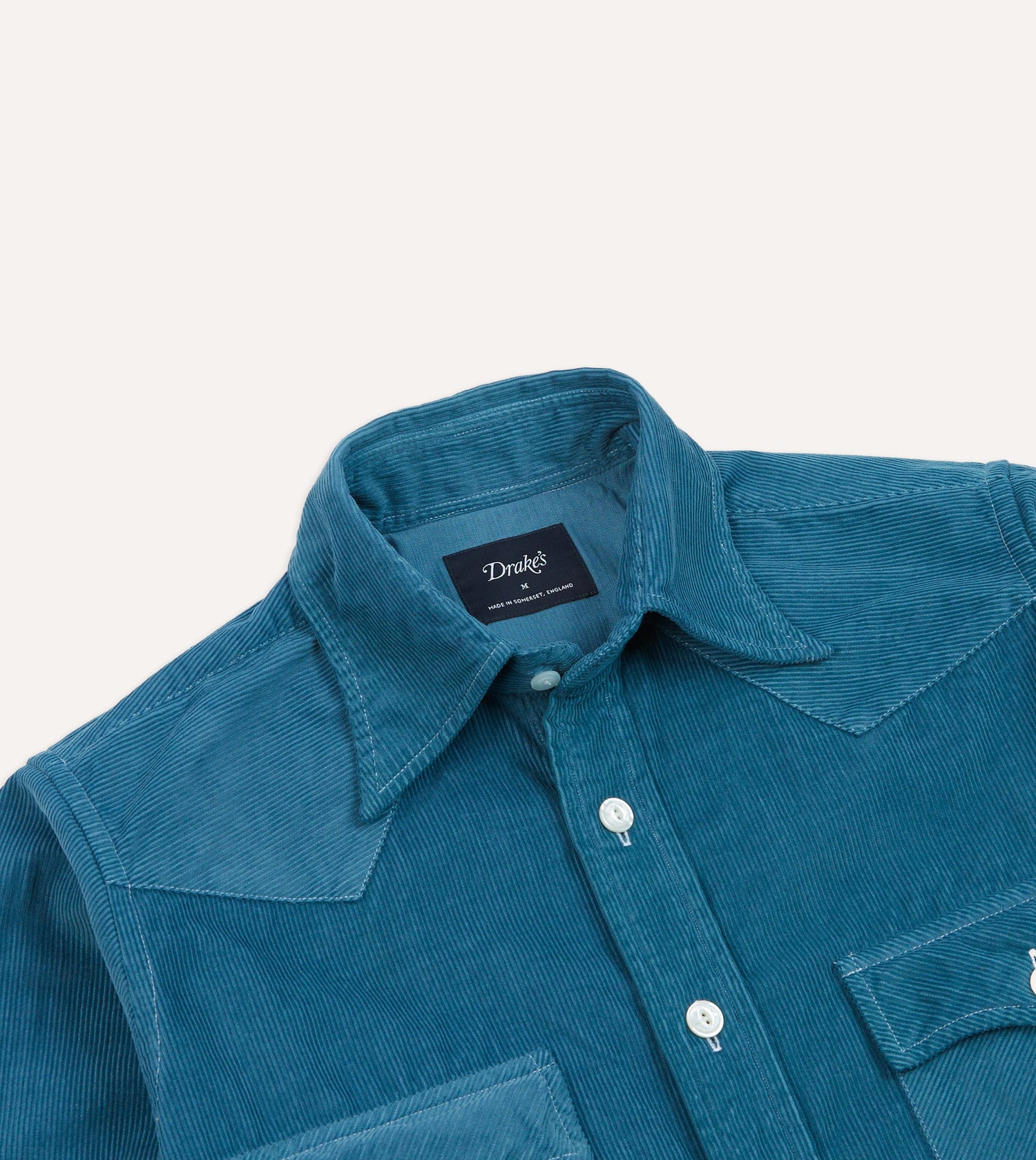 Turquoise Corduroy Two-Pocket Western Shirt