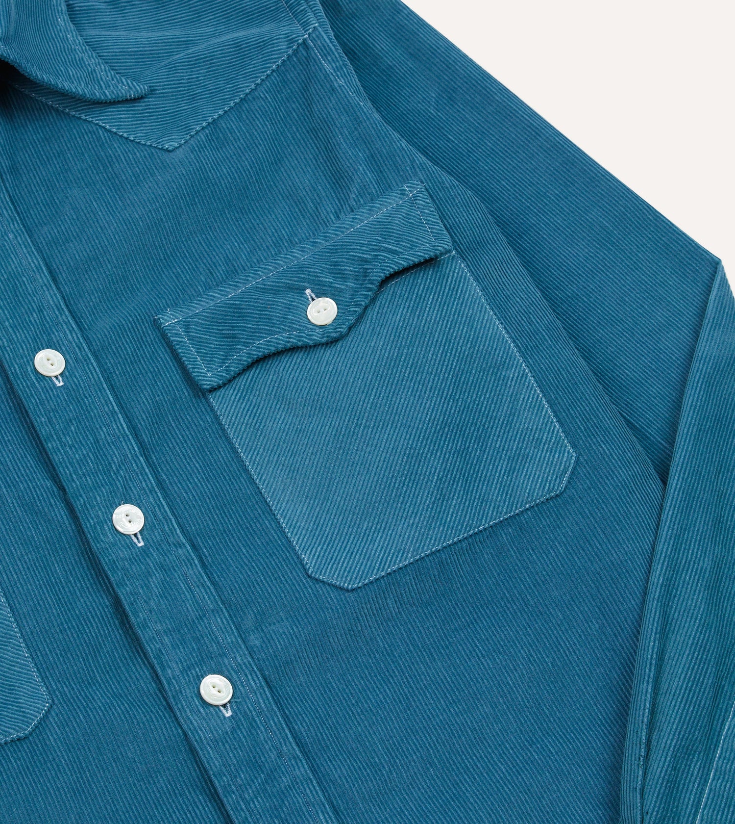 Turquoise Corduroy Two-Pocket Western Shirt