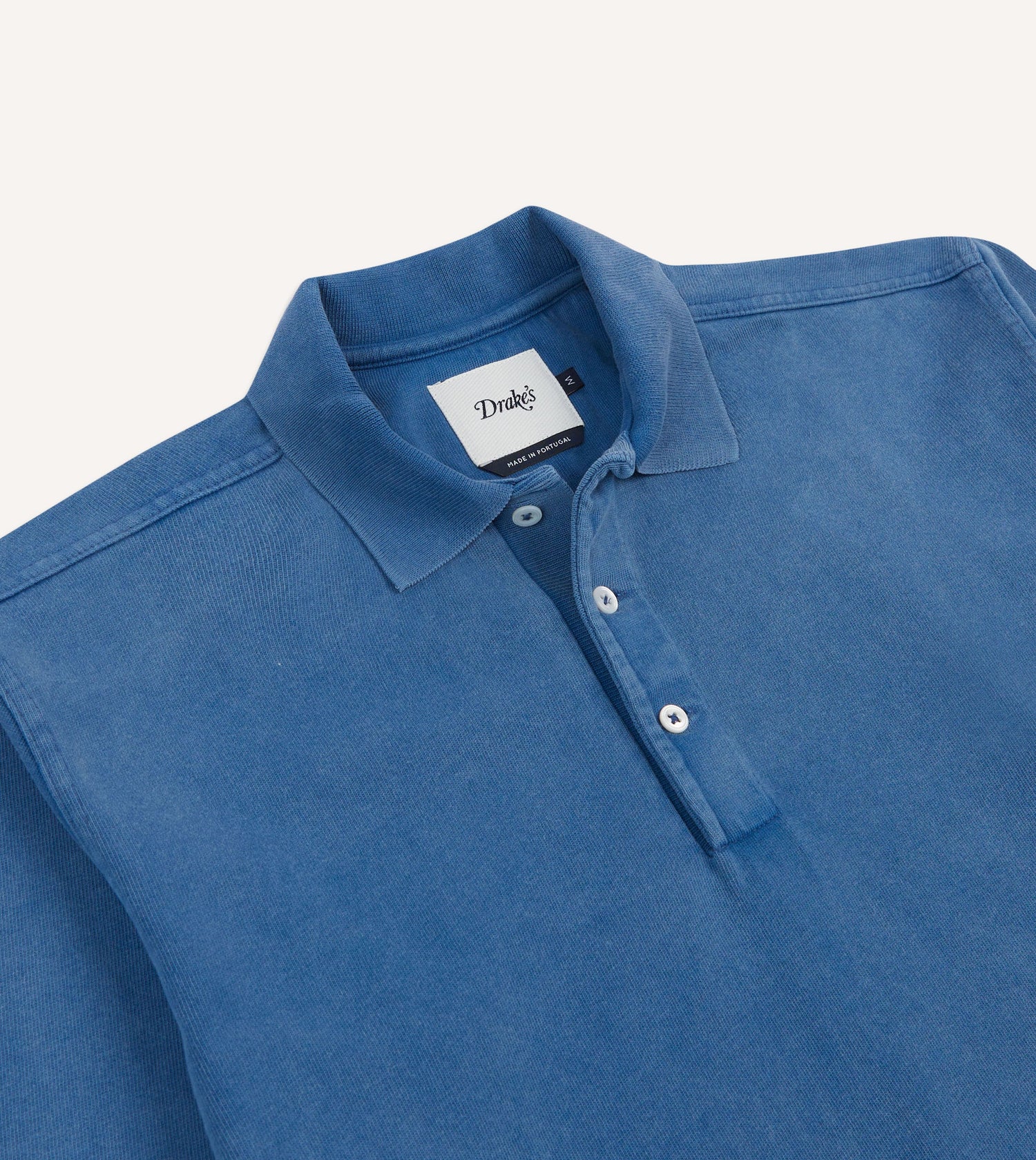 Indigo Cotton Jersey Long-Sleeve Polo Shirt