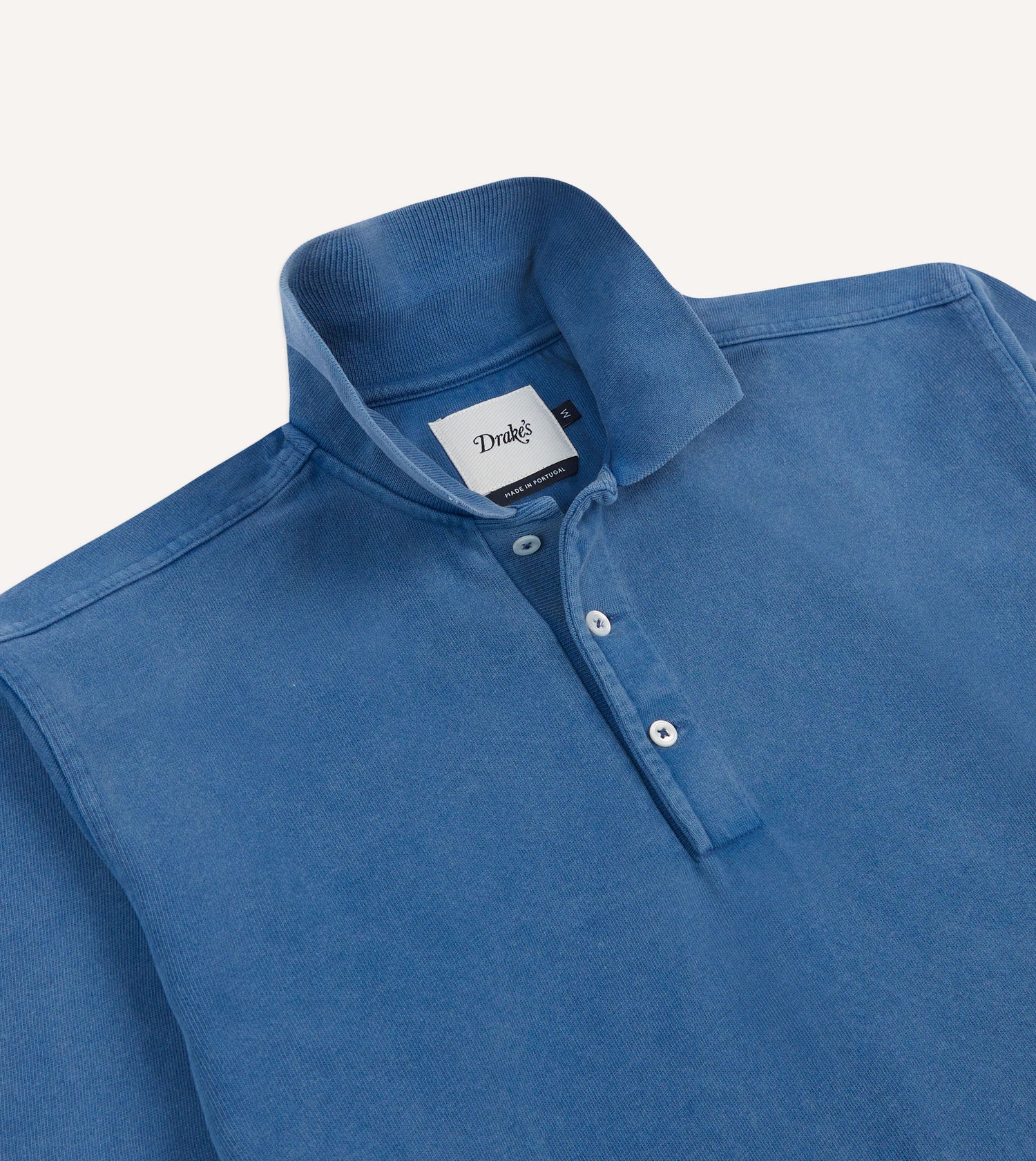 Indigo Cotton Jersey Long-Sleeve Polo Shirt