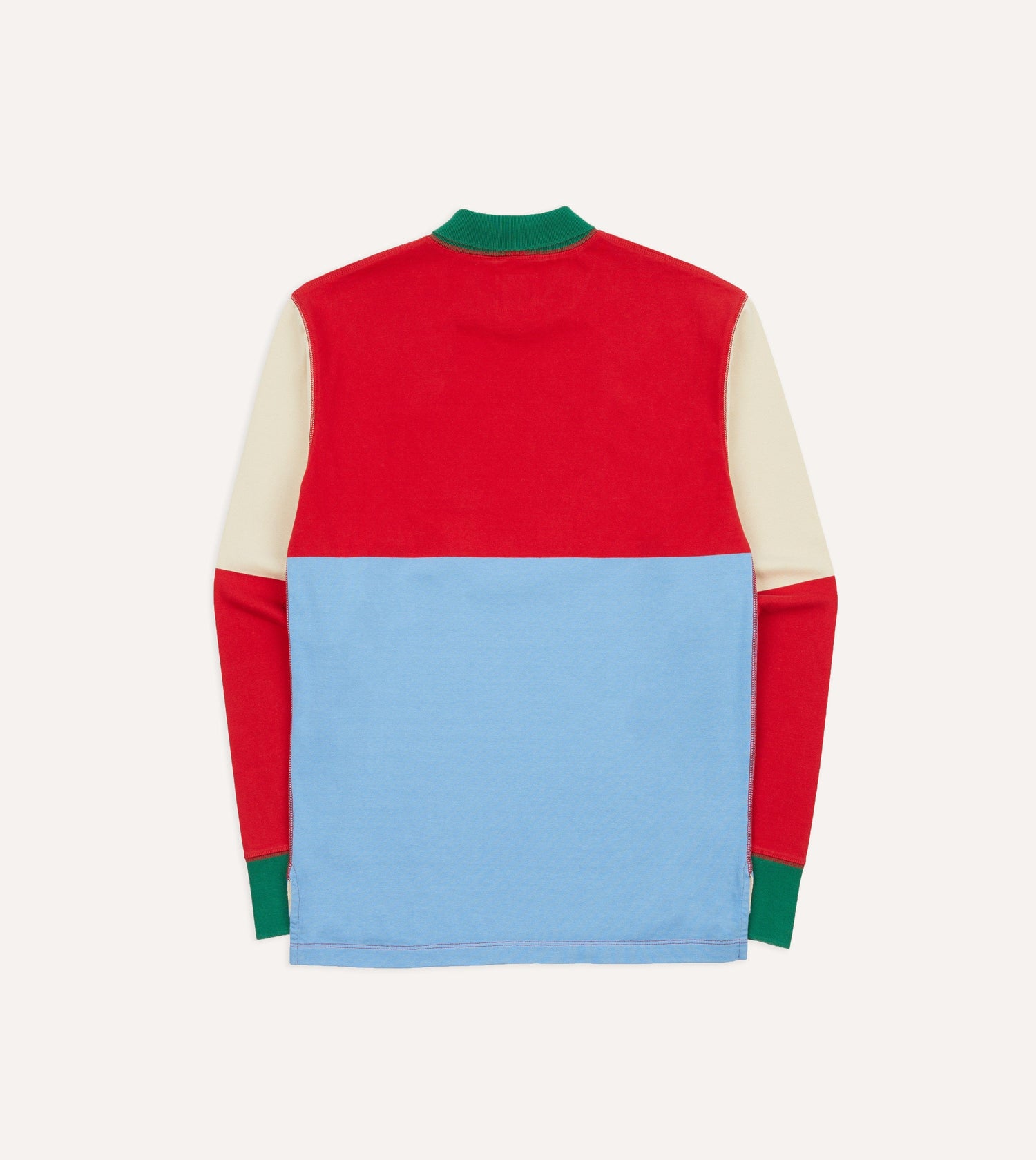 Multi Block Stripe Mock Collar Long-Sleeve Jersey