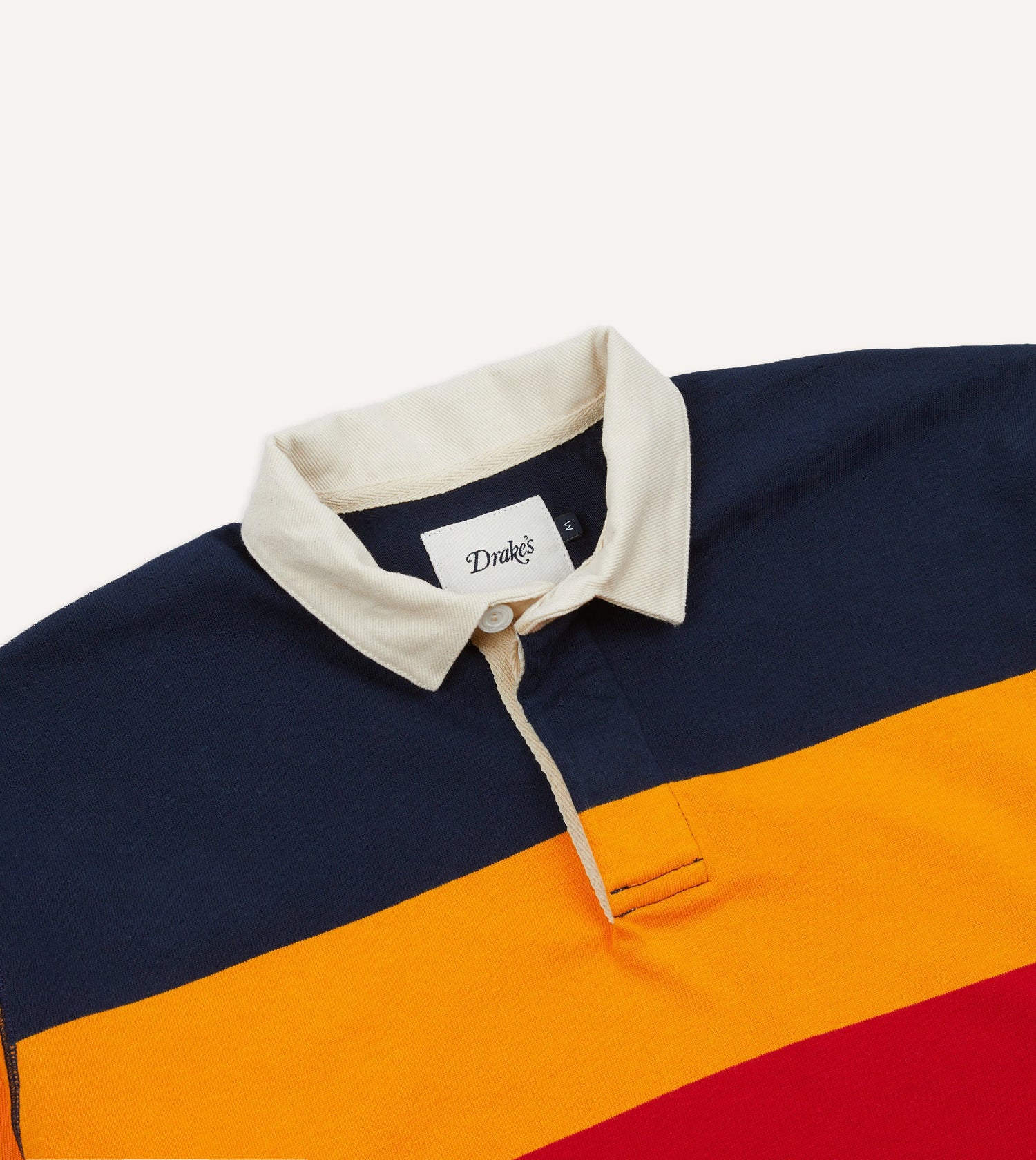 Navy, Yellow and Red Block Stripe Cotton Rugby Shirt