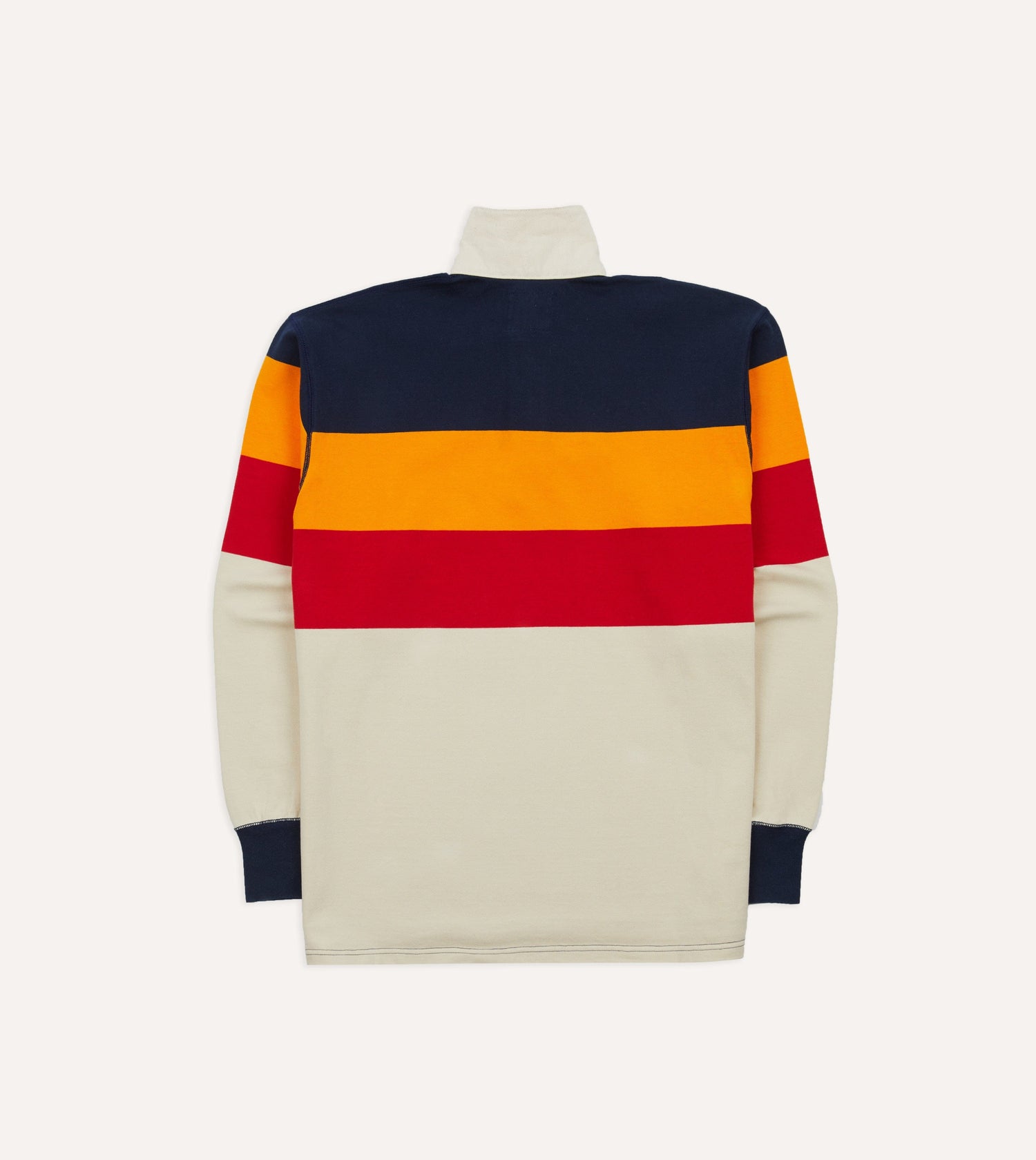 Navy, Yellow and Red Block Stripe Cotton Rugby Shirt