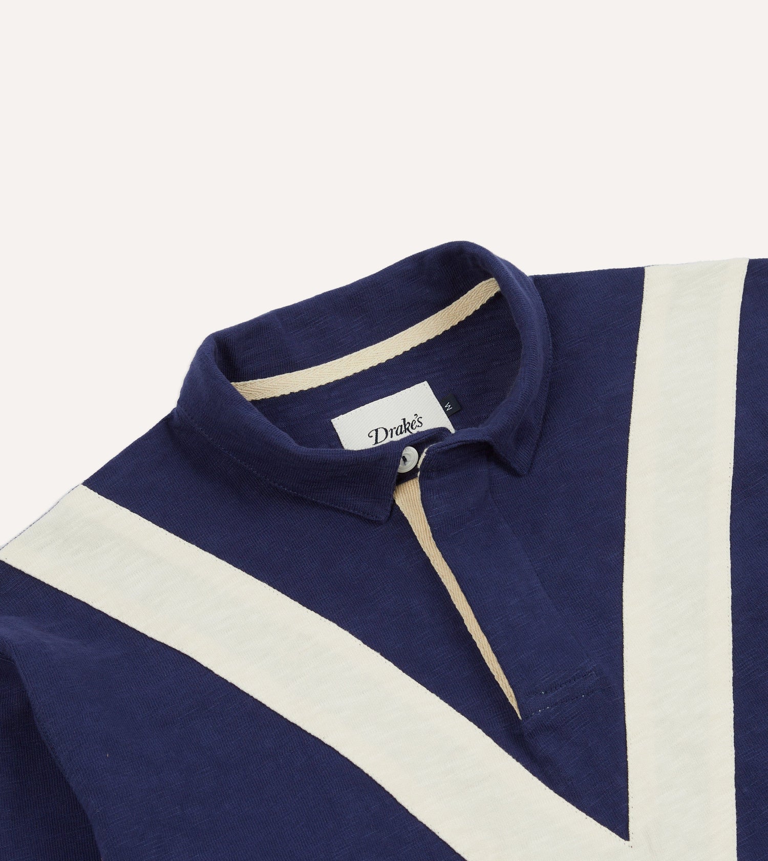 Navy and Ecru Chevron Cotton Rugby Shirt