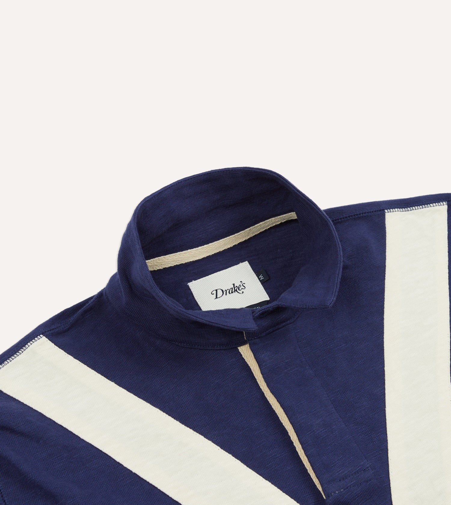 Navy and Ecru Chevron Cotton Rugby Shirt