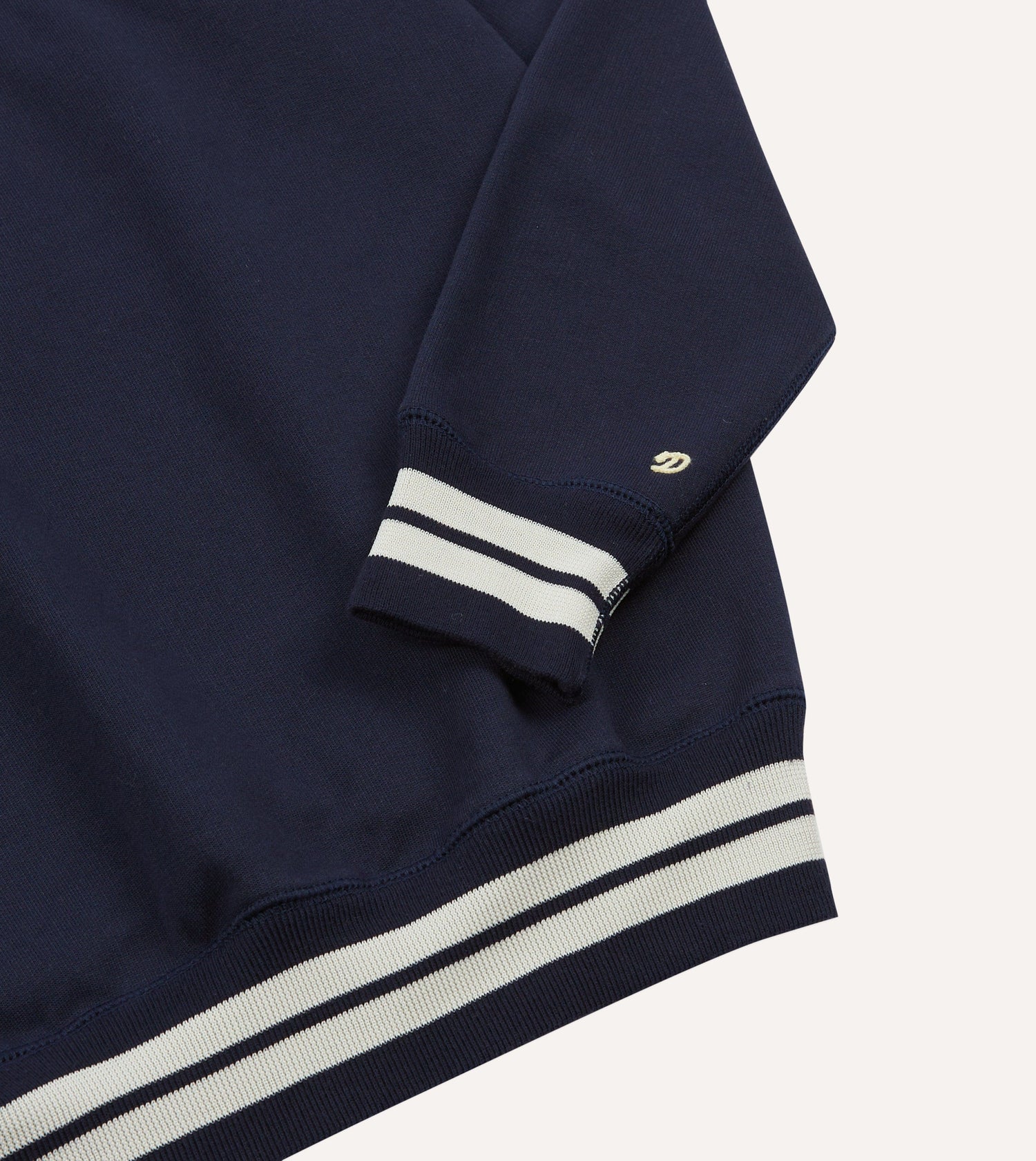 Navy Striped Rib Cotton Jersey Sweatshirt