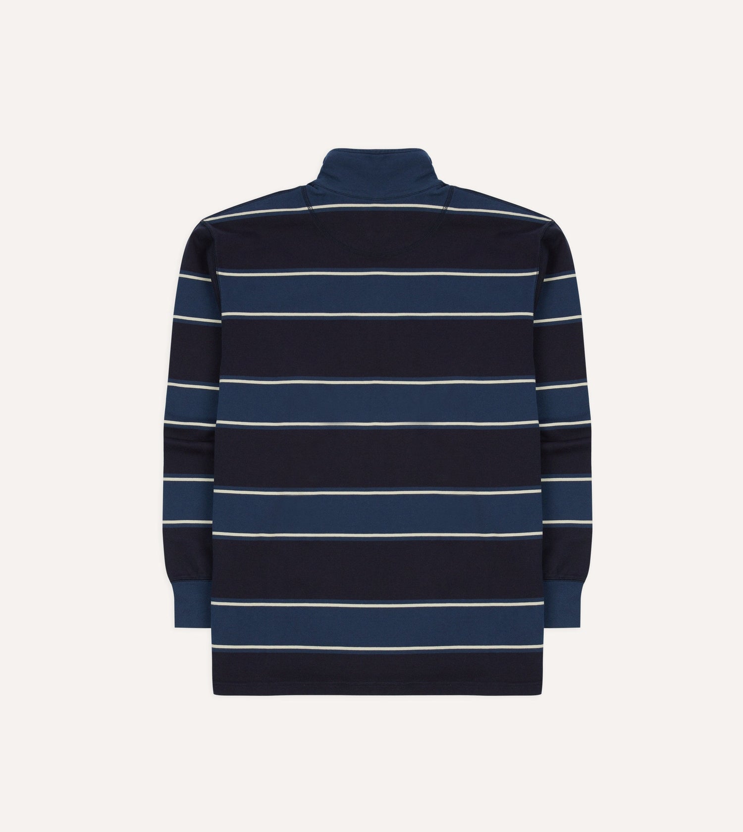 Drake's by A. Levine Navy Stripe Cotton Quarter Zip Rugby Shirt