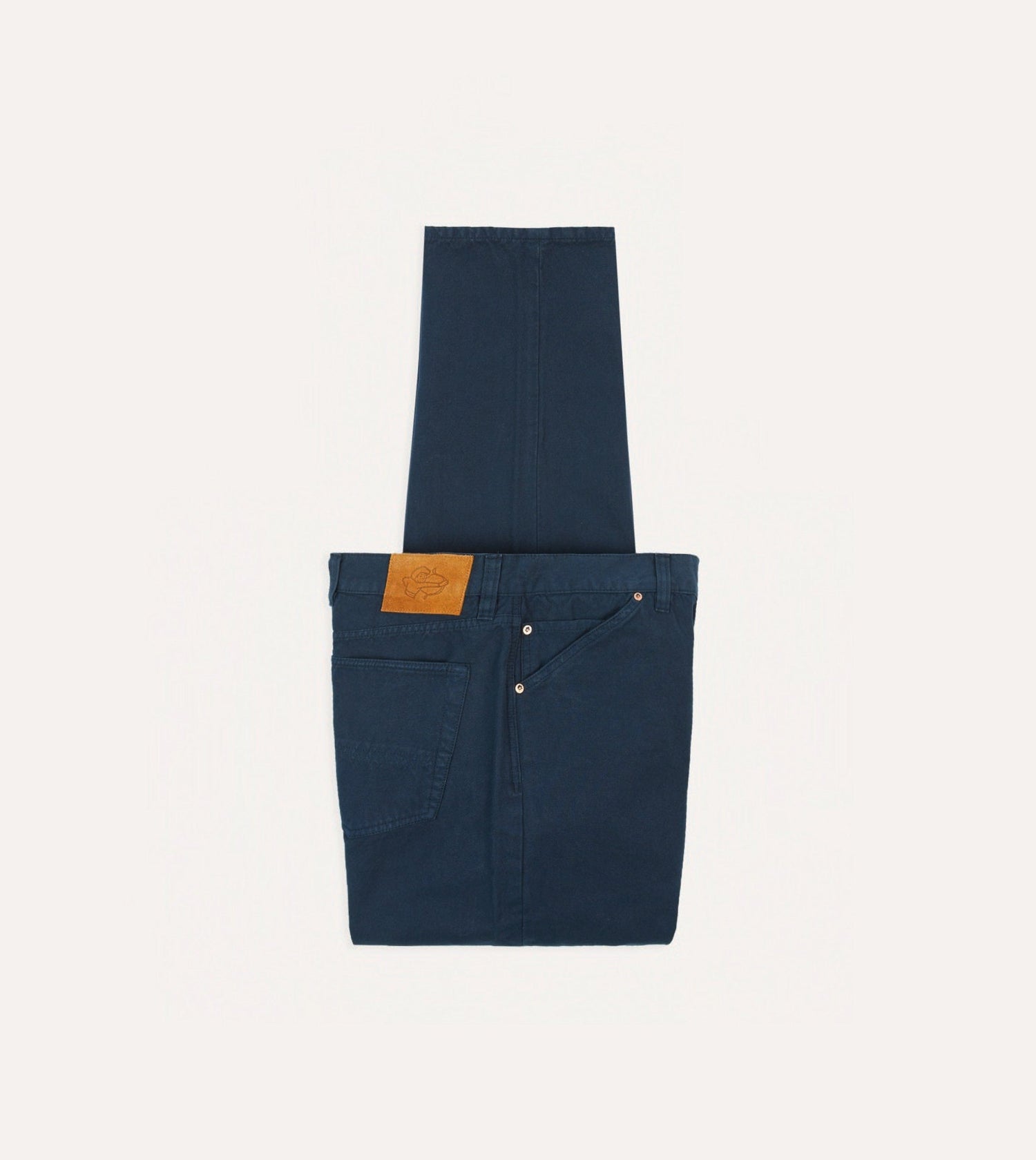 Navy Lightweight Cotton Canvas Five-Pocket Jeans