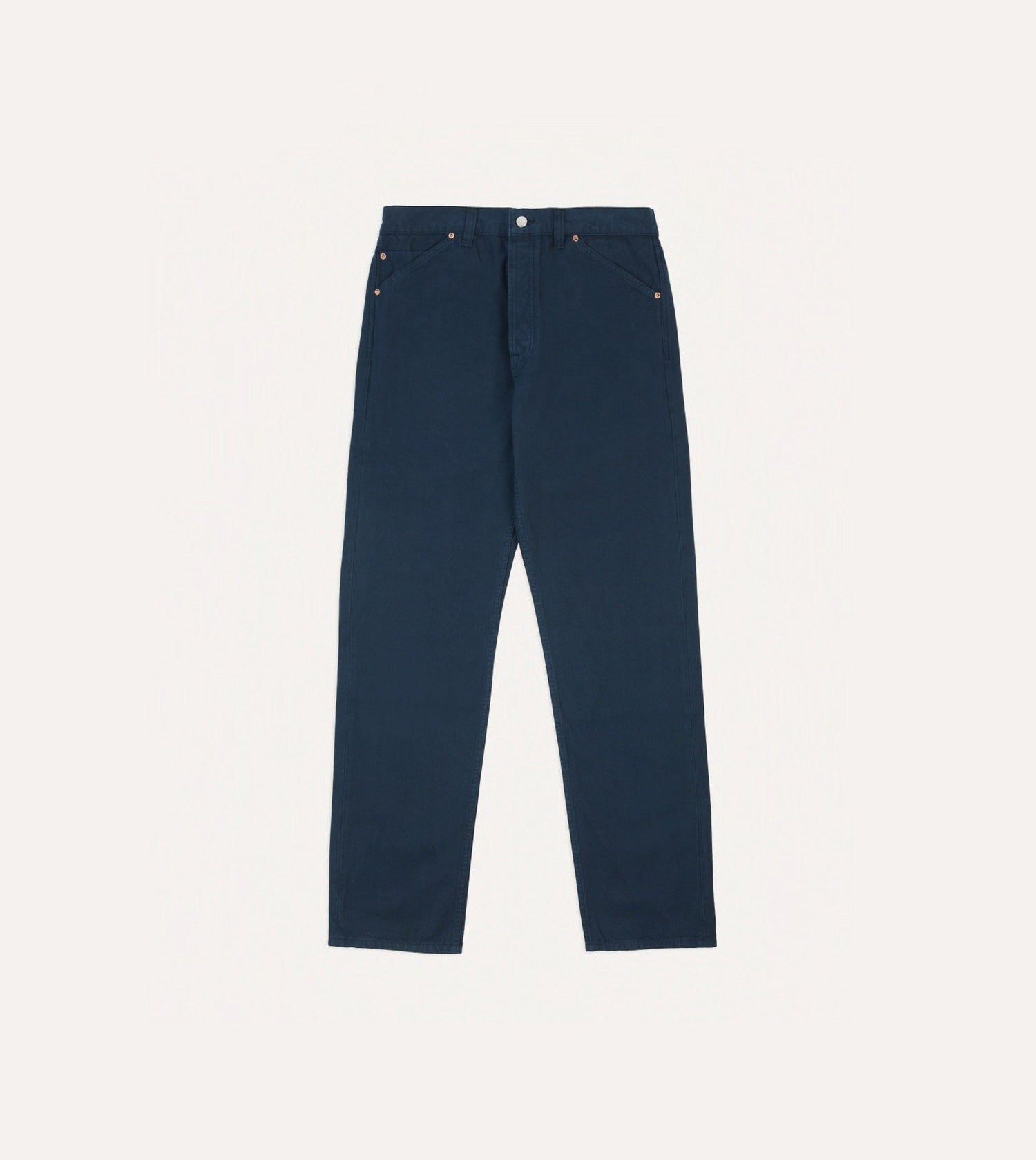 Navy Lightweight Cotton Canvas Five-Pocket Jeans