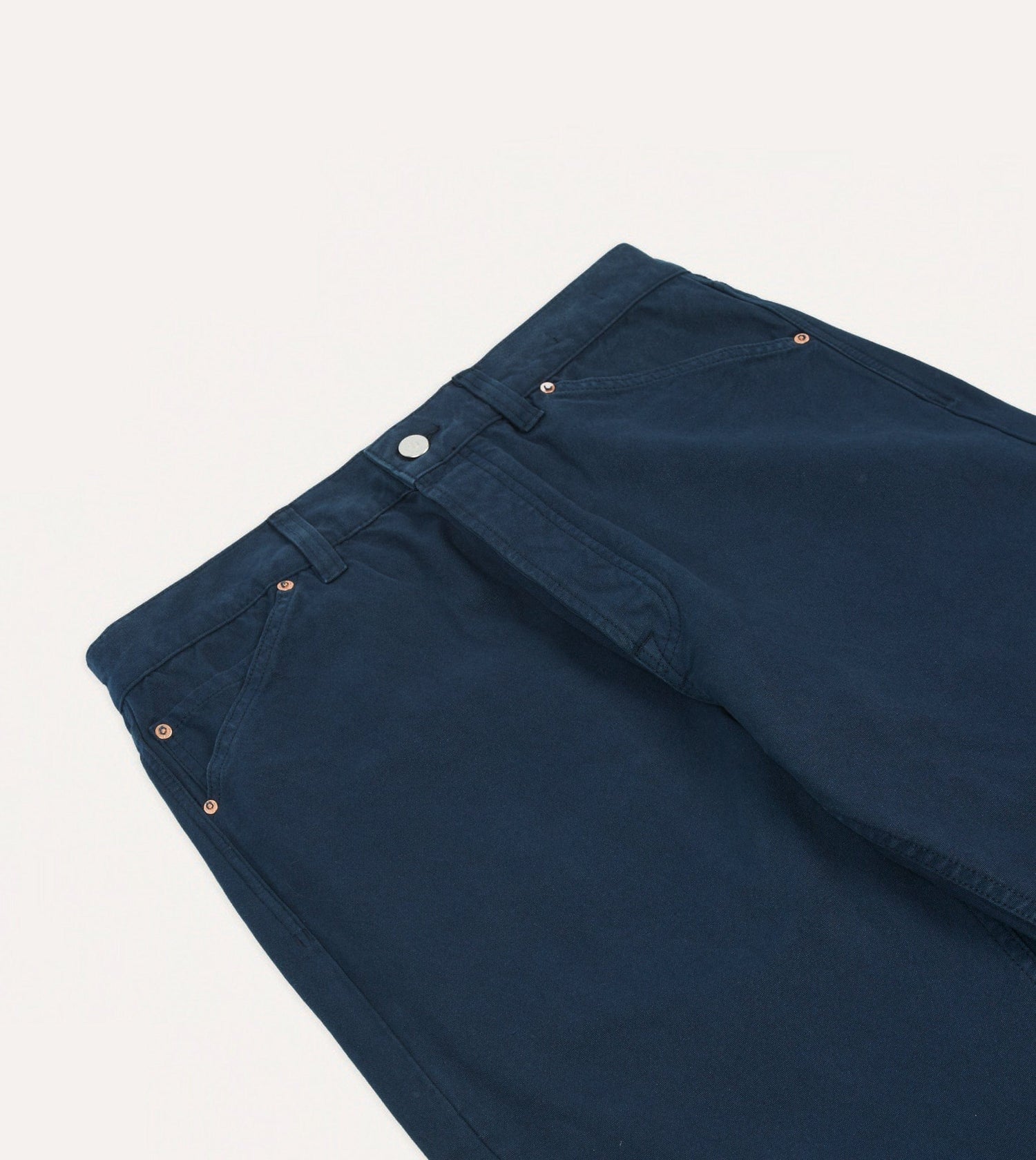 Navy Lightweight Cotton Canvas Five-Pocket Jeans