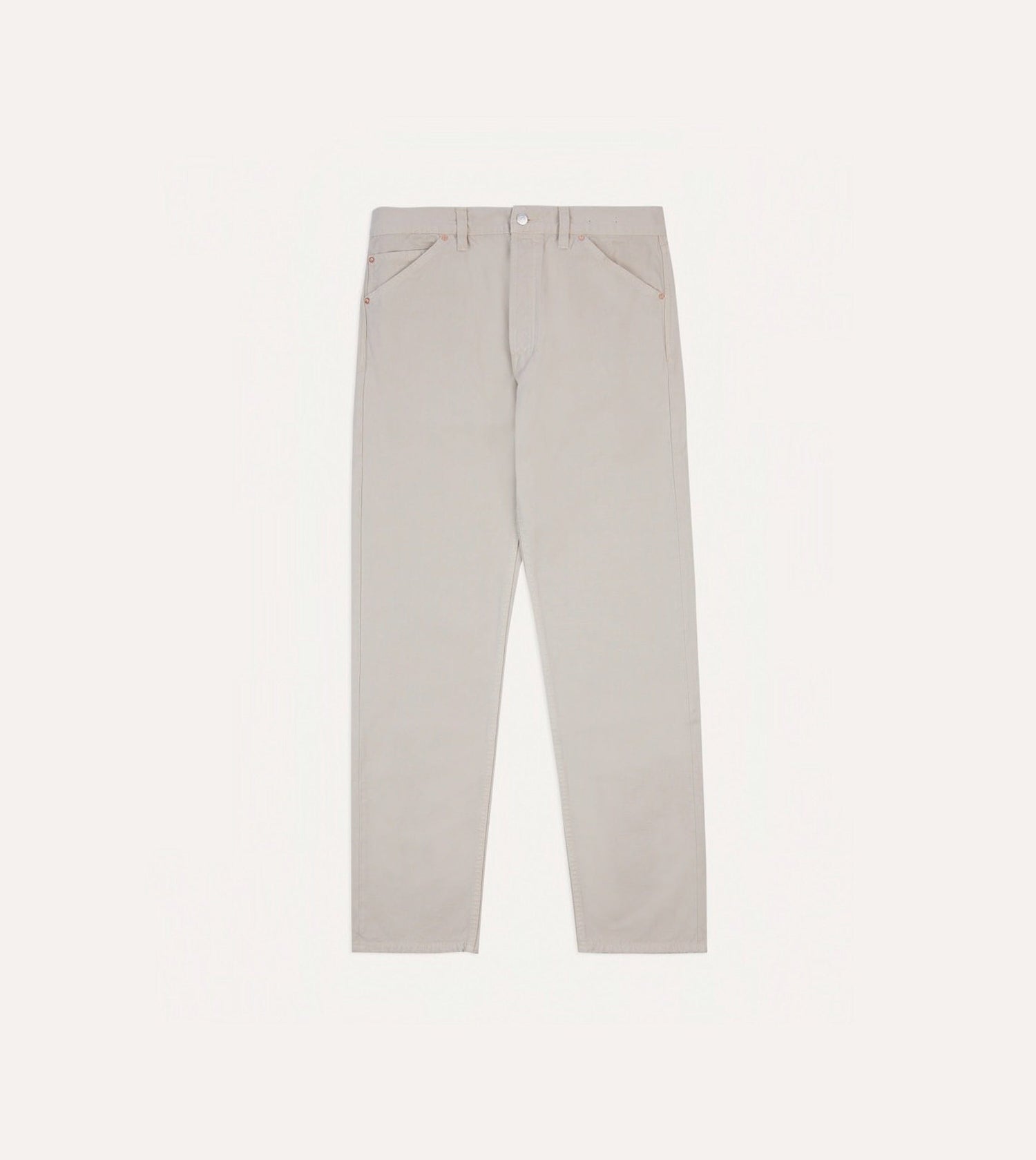 Ecru Lightweight Cotton Canvas Five-Pocket Jeans