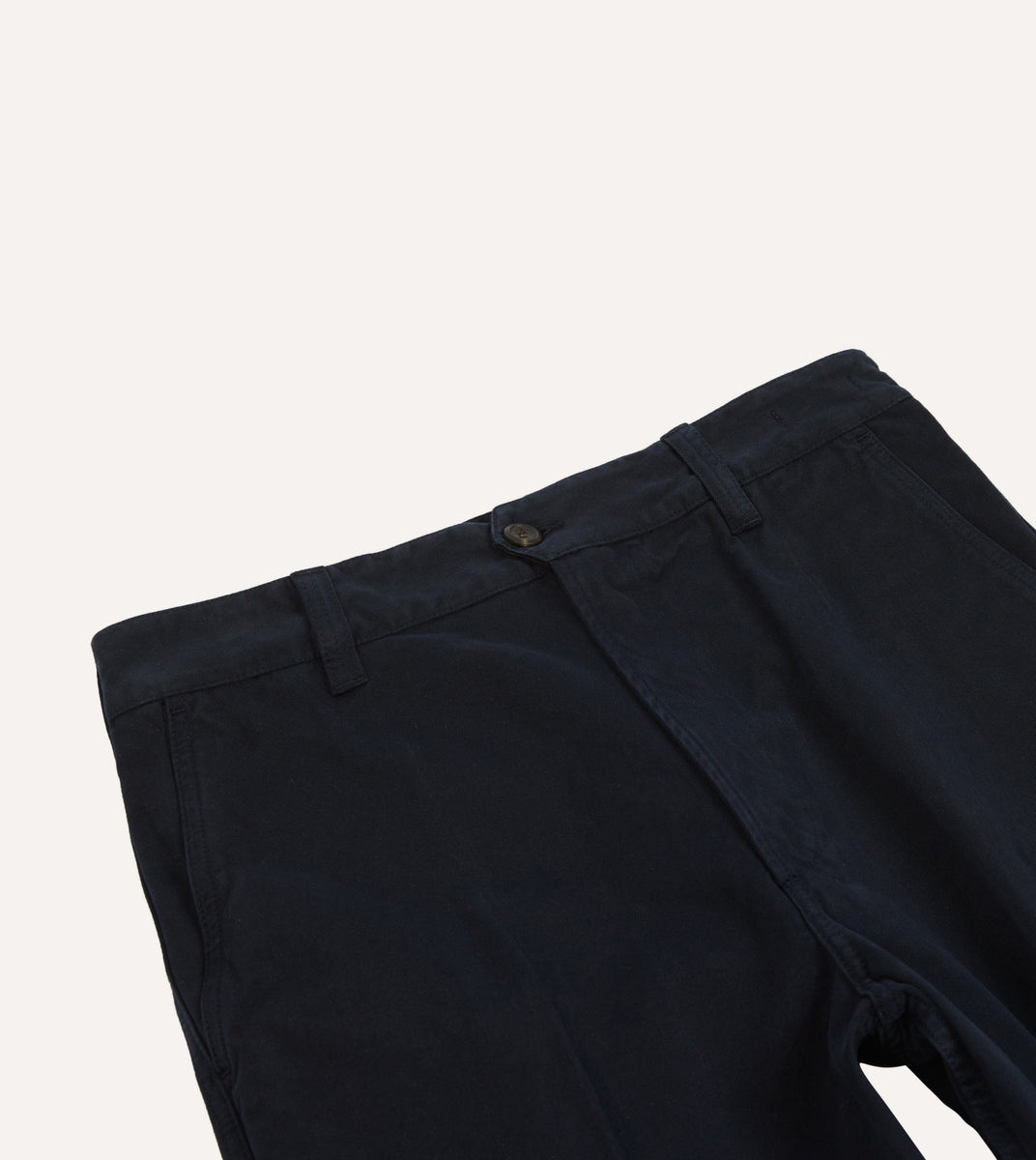 Navy Textured Cotton Flat Front Chino – Drakes