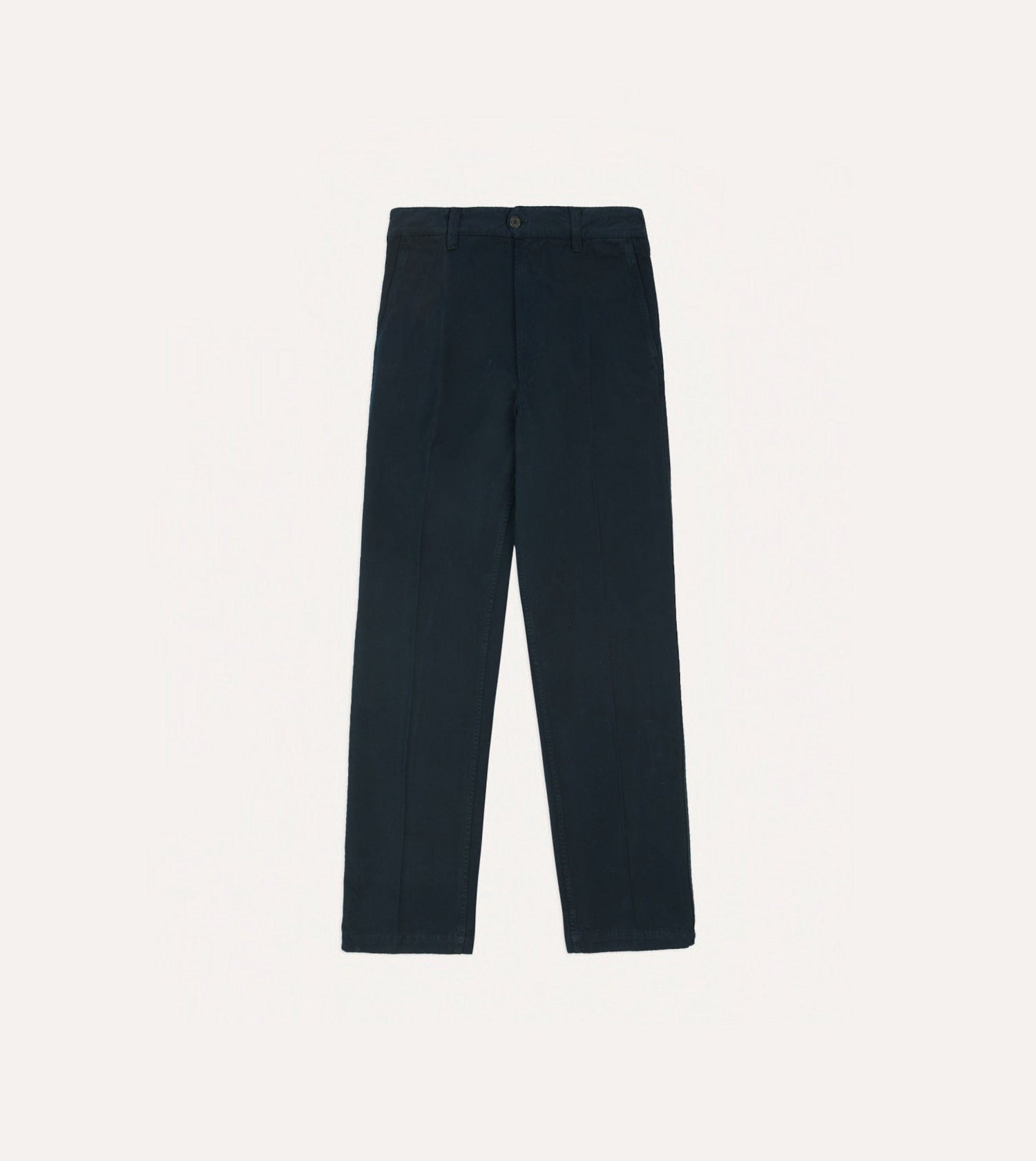 Navy Textured Cotton Flat Front Chino