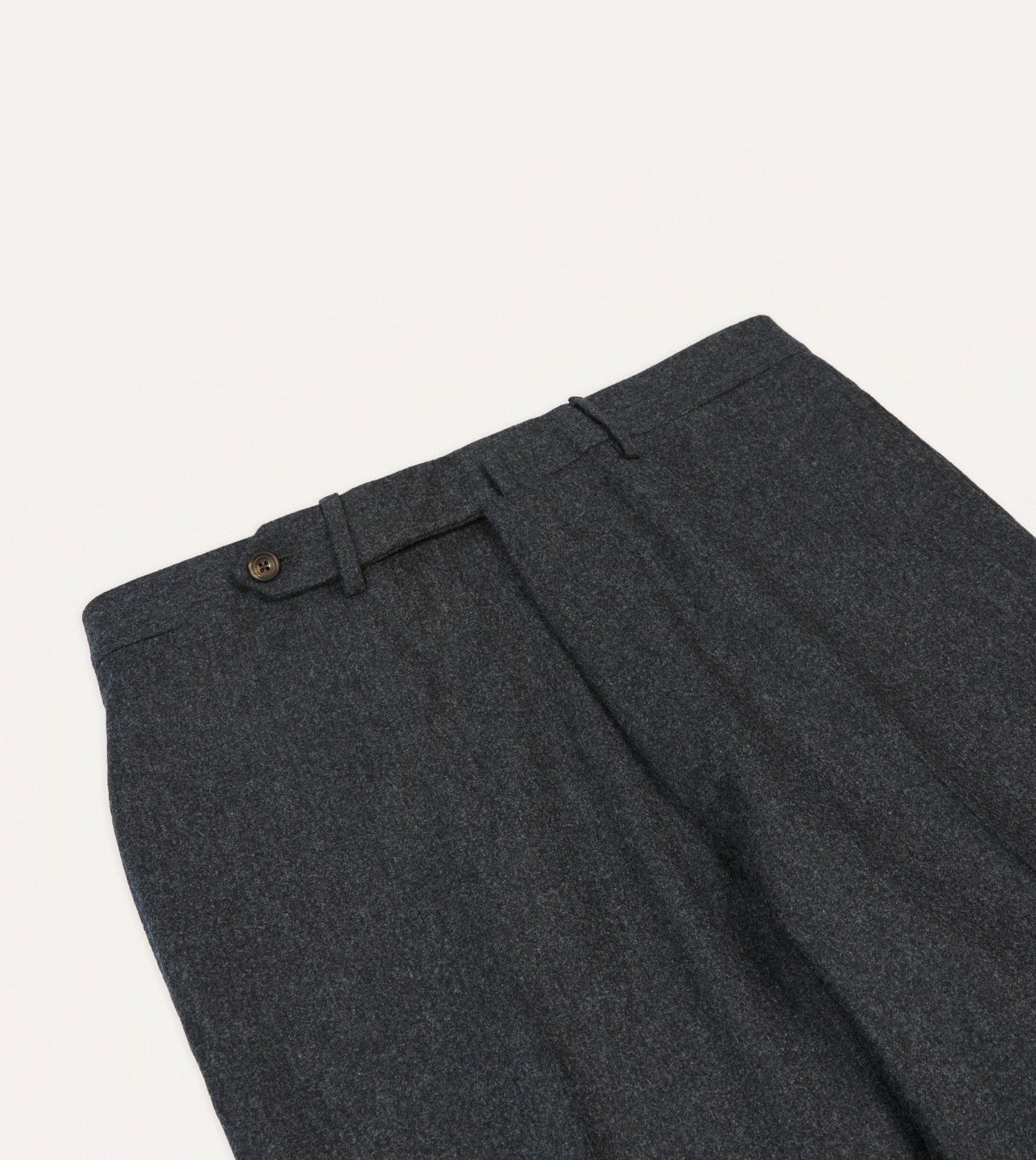 Grey Wool Flannel Flat Front Trouser