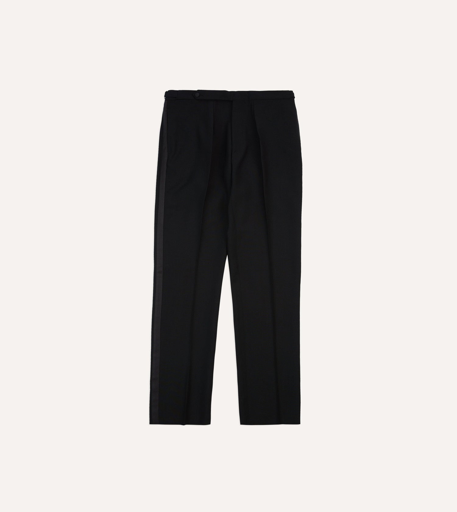 Black Wool Shawl Collar Tuxedo Trousers