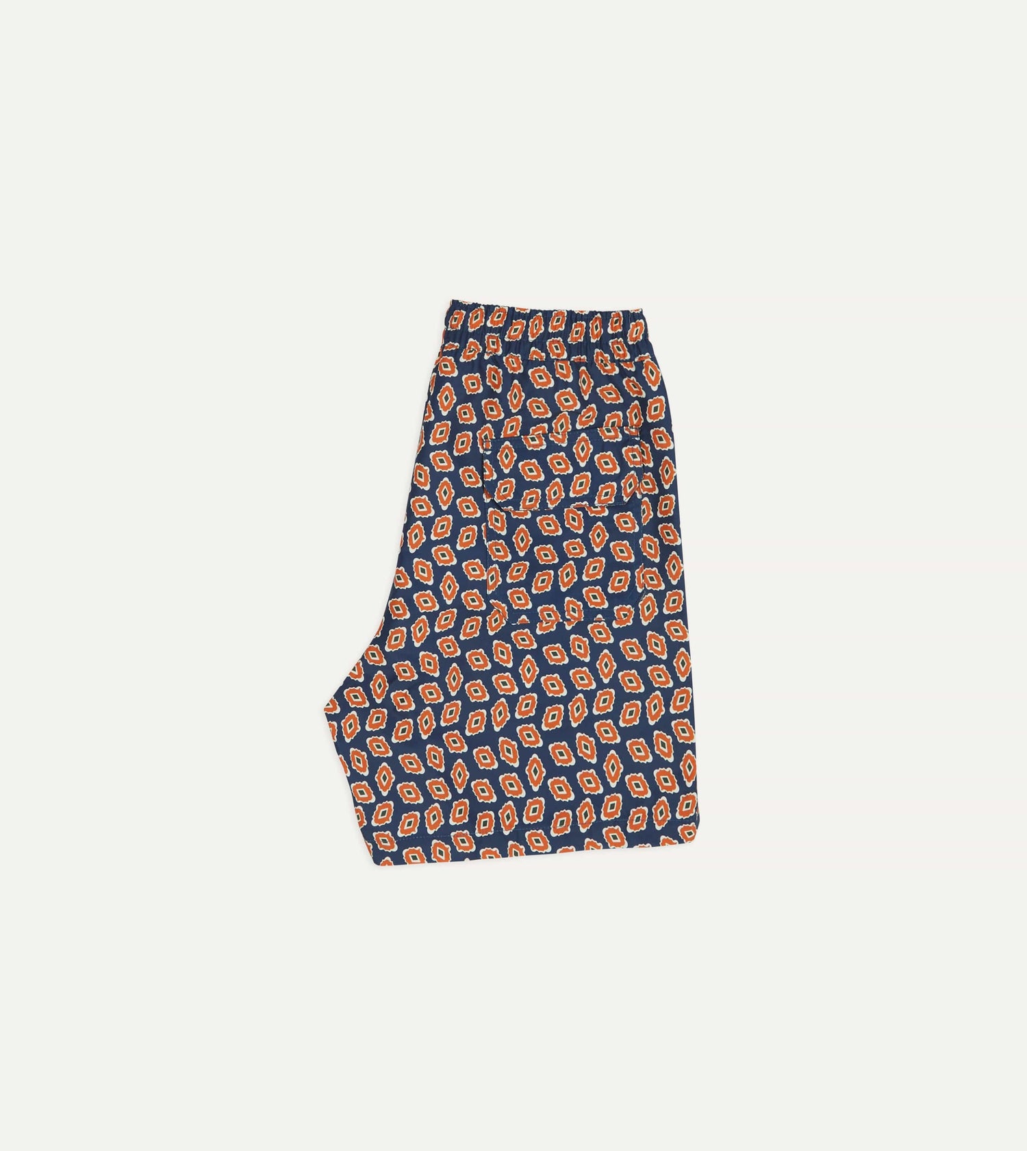 Navy Jumbled Medallion Print Nylon Swim Shorts